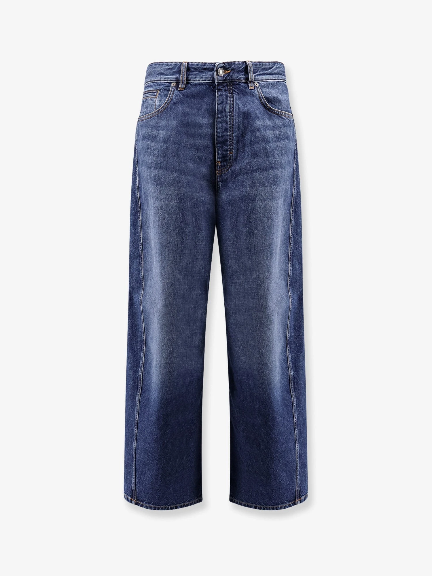 Twisted stone-washed denim jeans.webp