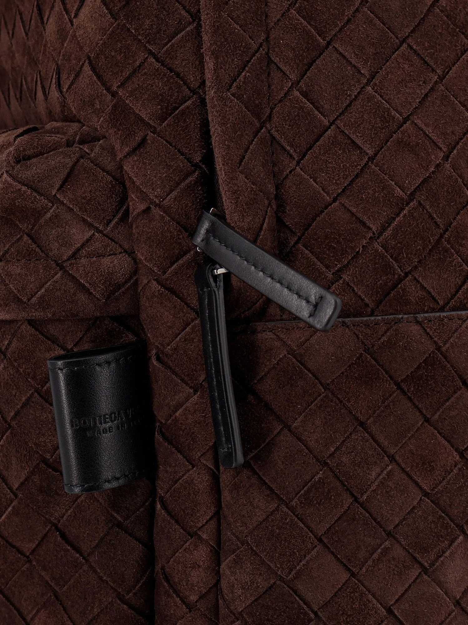 Suede backpack with Intrecciato motif.webp