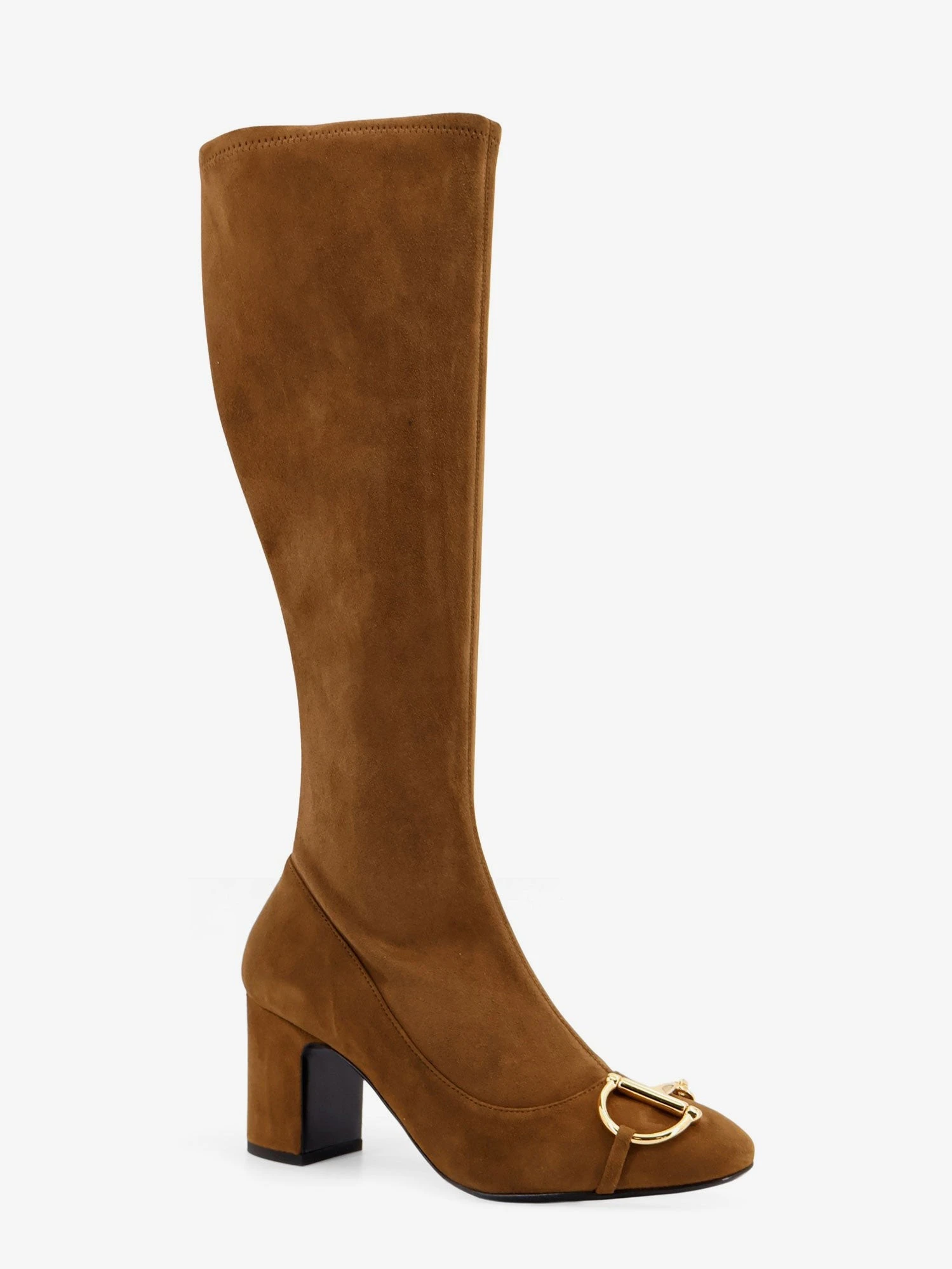 Suede boots with metal Horsebit.webp