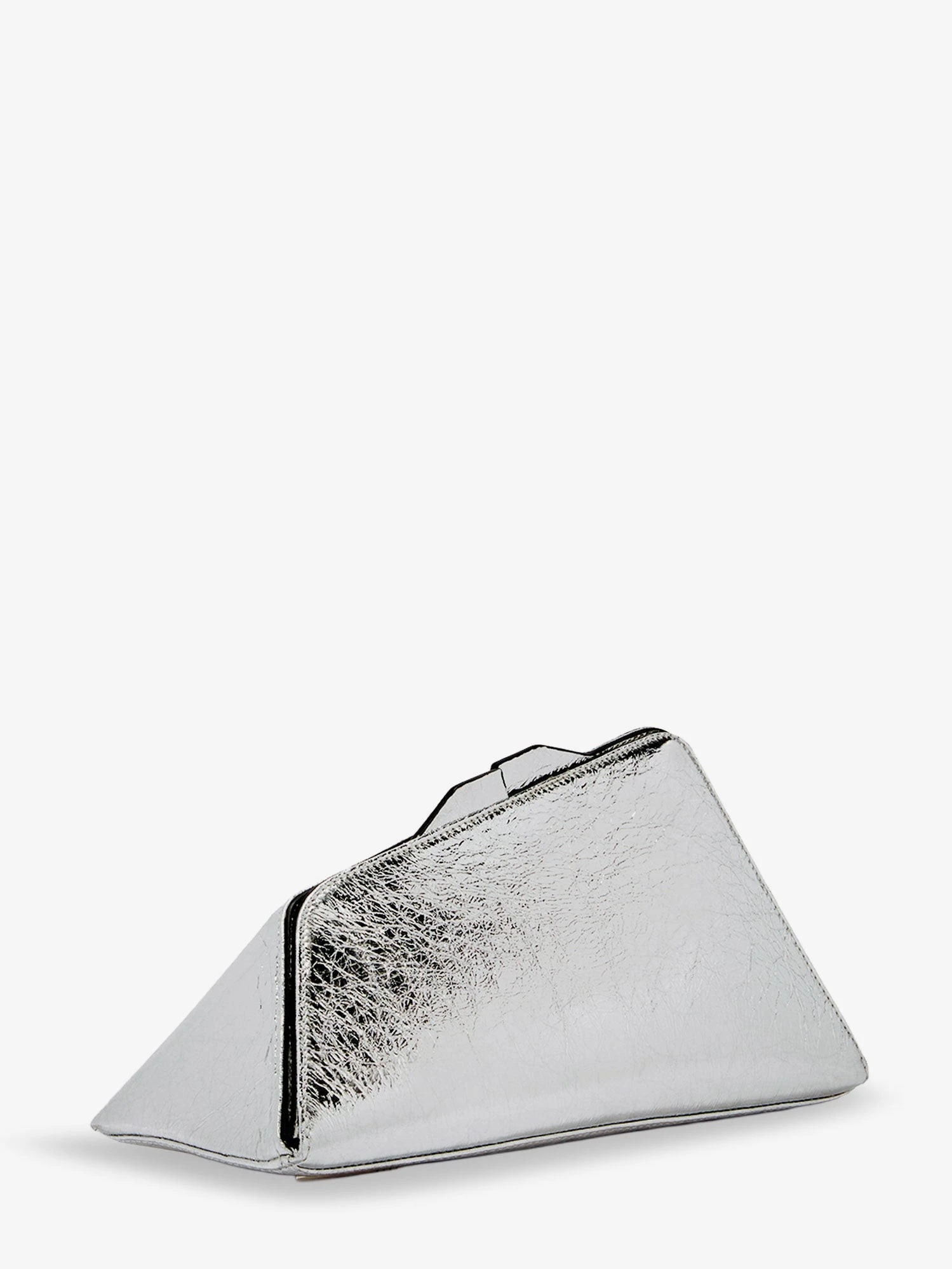 8.30 PM laminated leather clutch bag with logo engraved on the bottom.webp