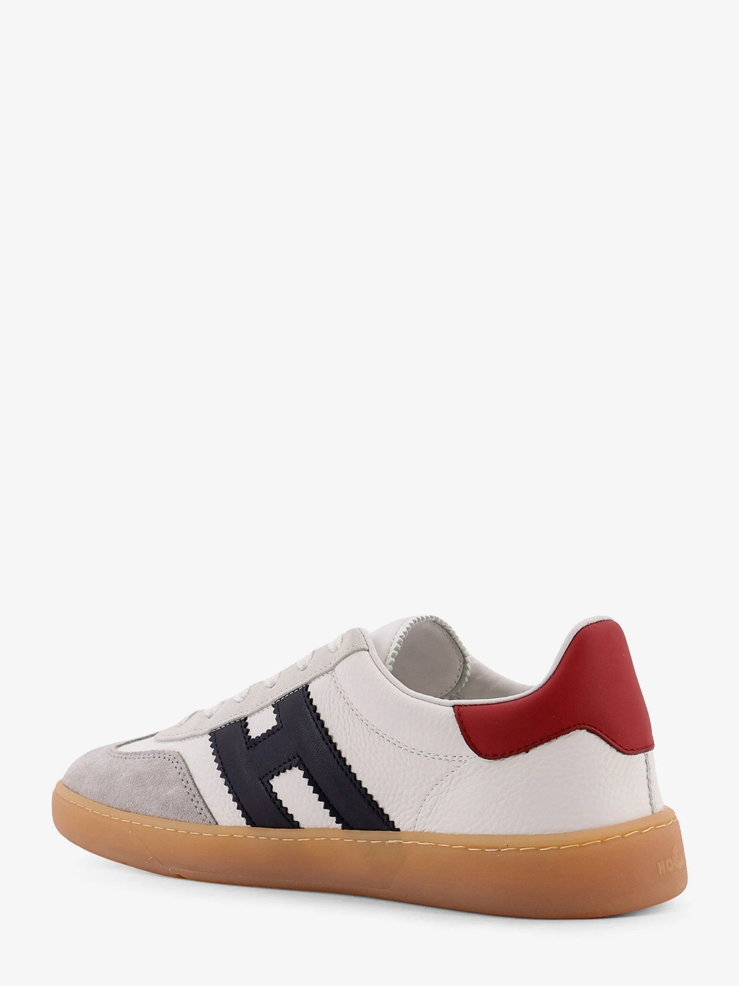 Leather sneakers with suede inserts.webp