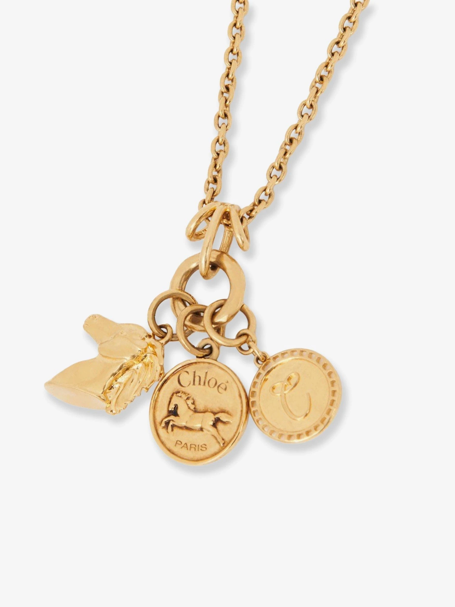 Brass necklace with charms.webp