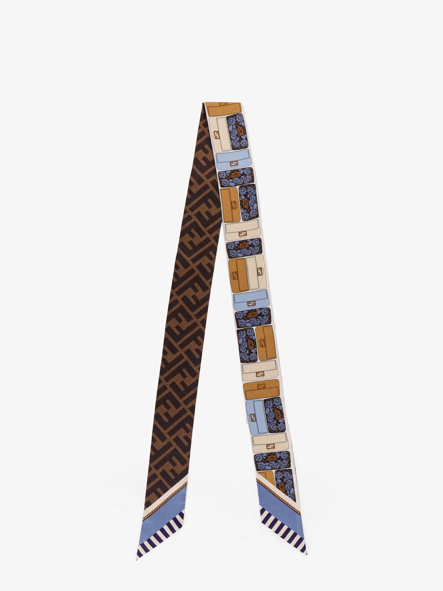 Silk bandeau with Fendi Baguette Flowers motif.webp