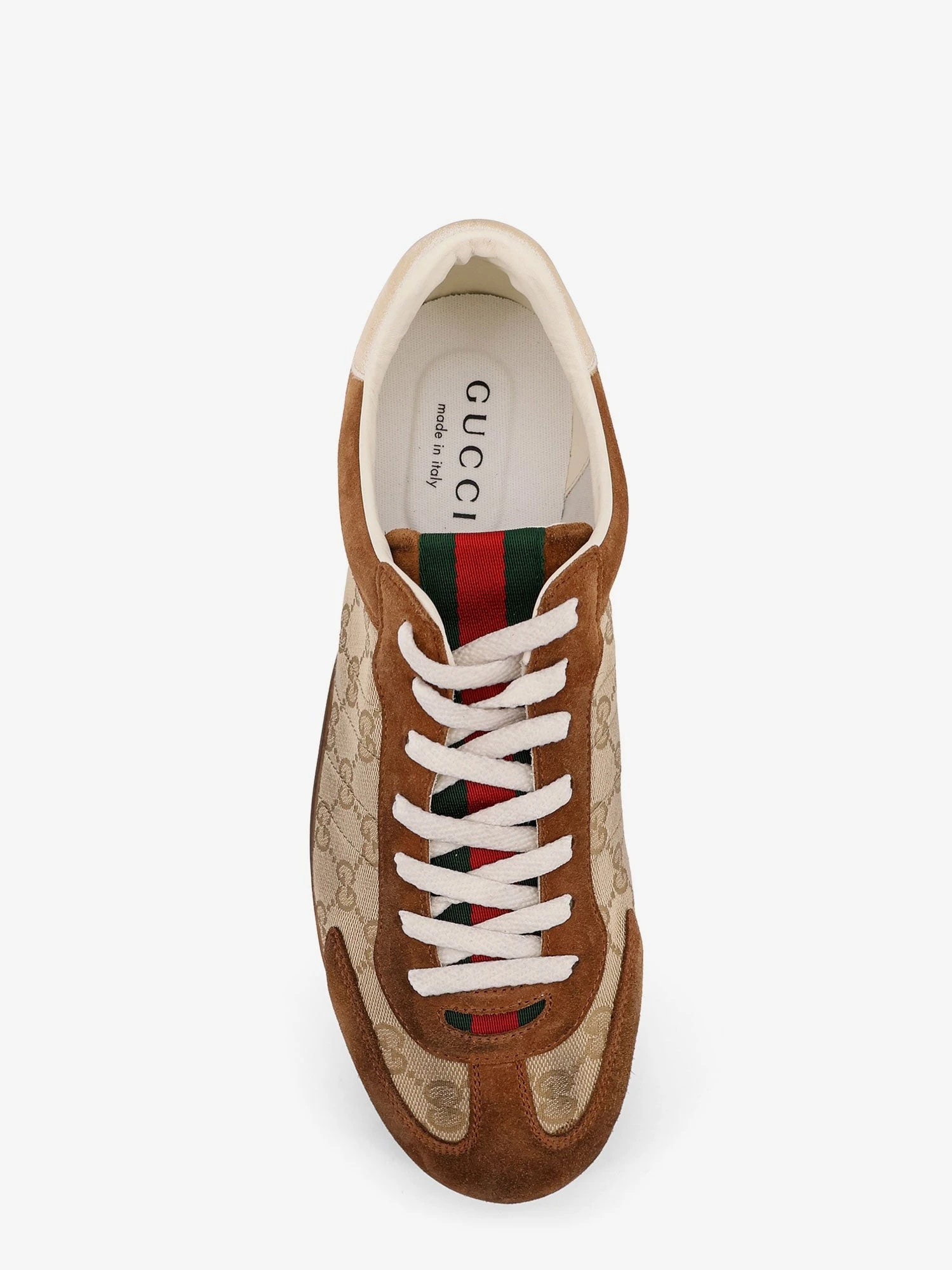 Gucci Shift suede sneakers with GG Supreme Fabric inserts.webp