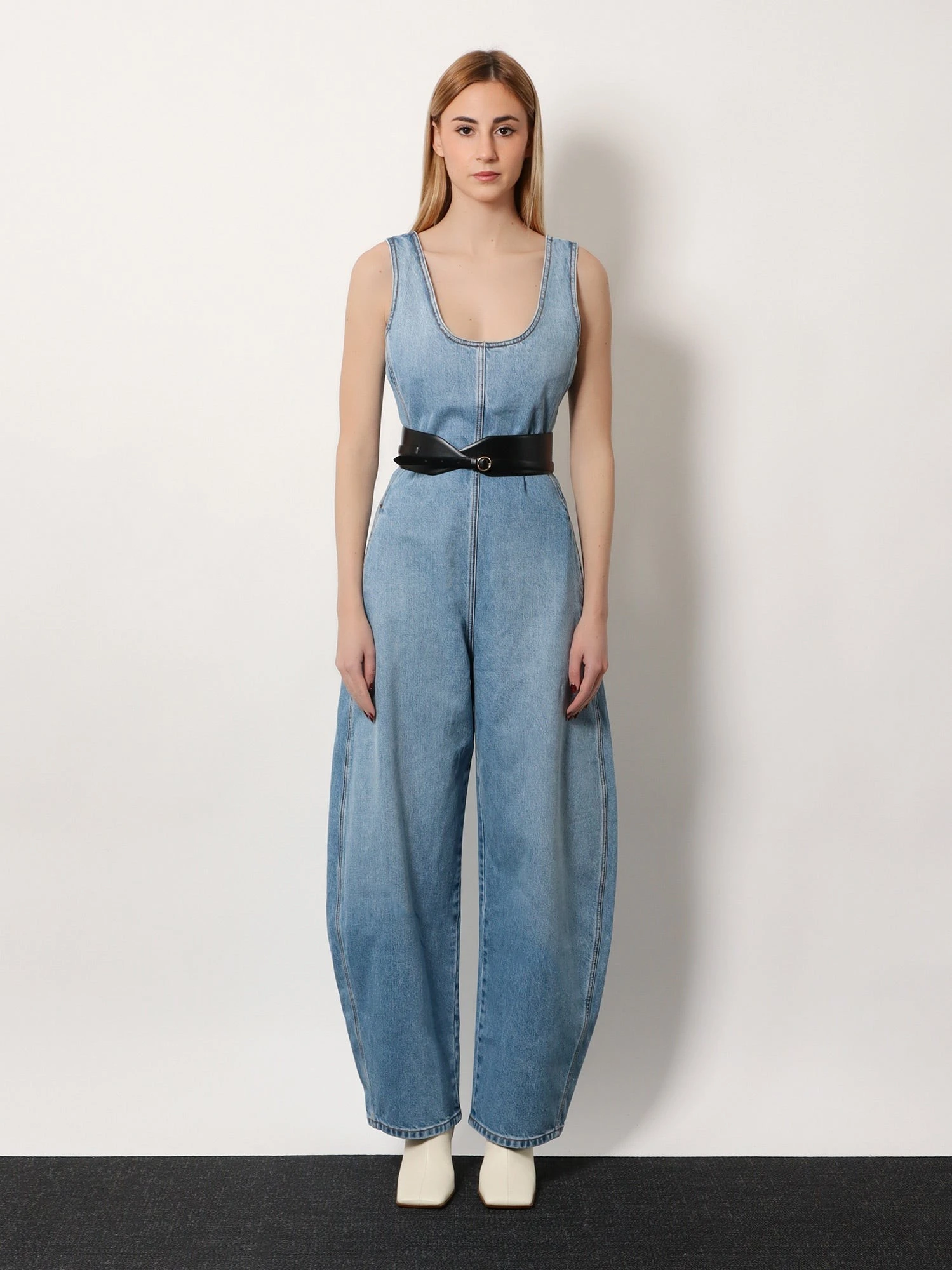 Round denim jumpsuit.webp