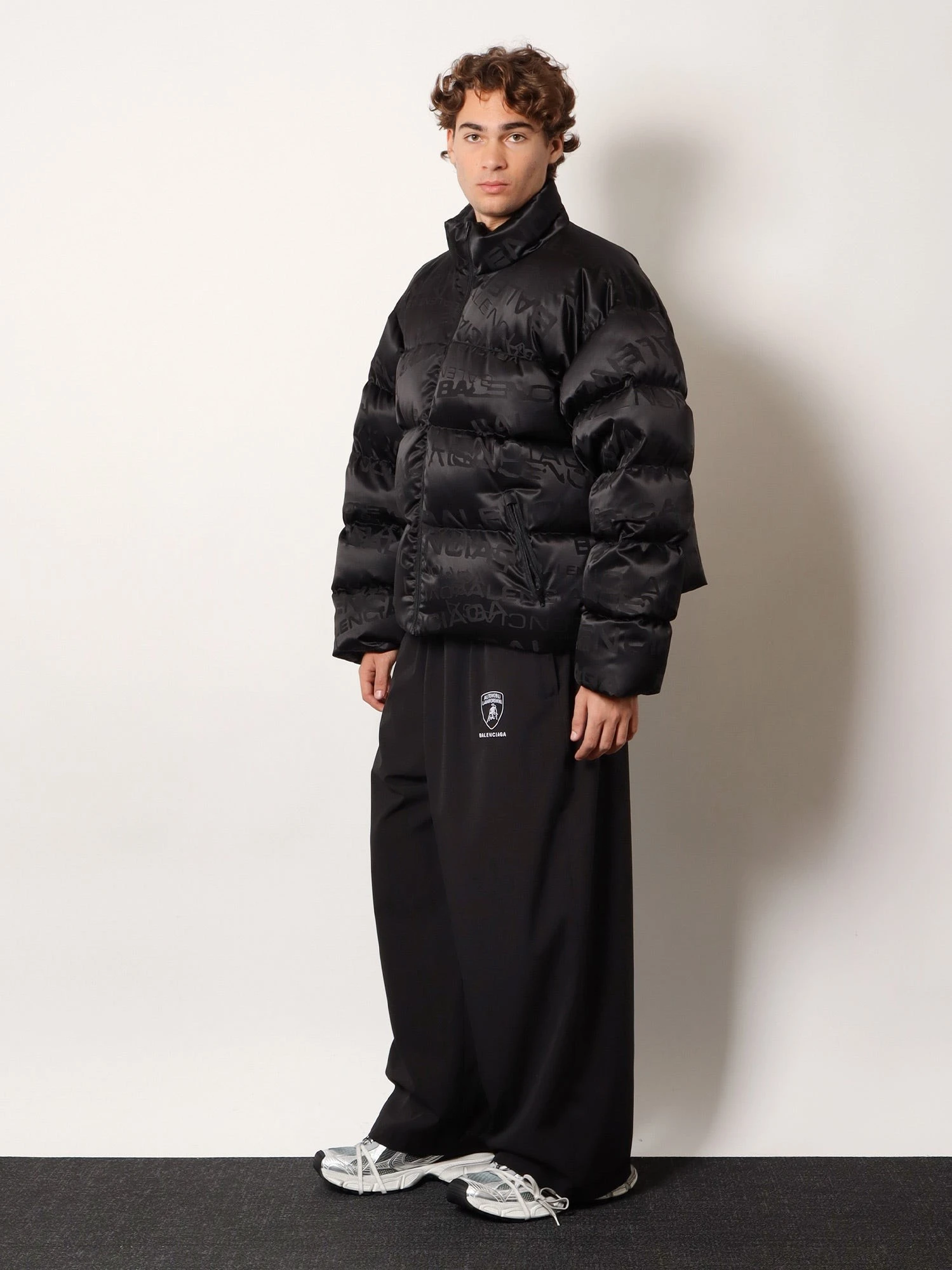 Nylon down jacket with all-over lettering logo.webp