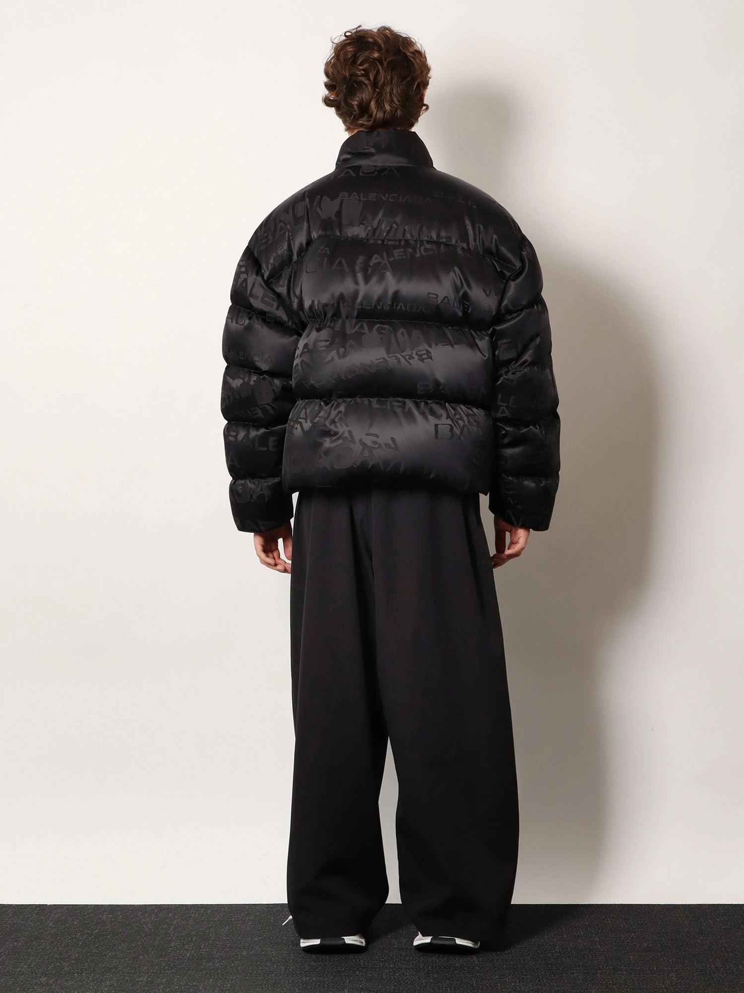 Nylon down jacket with all-over lettering logo.webp