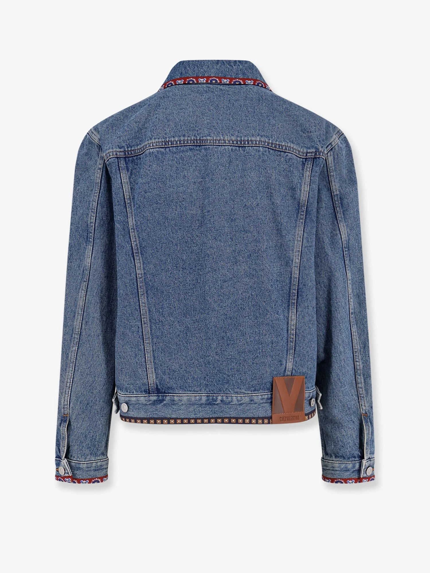 Denim jacket with multicolor embroidery.webp