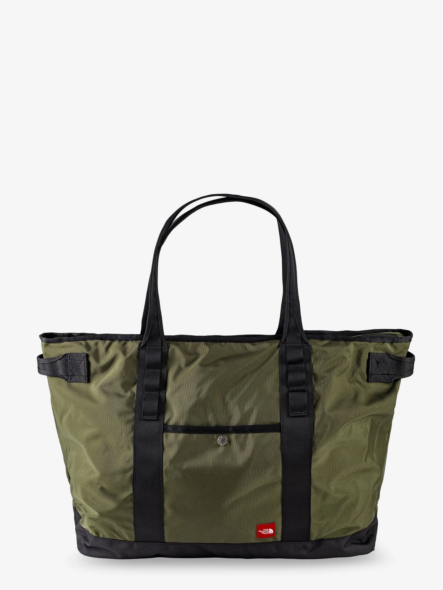 Nylon shoulder bag with logo label on the bottom.webp
