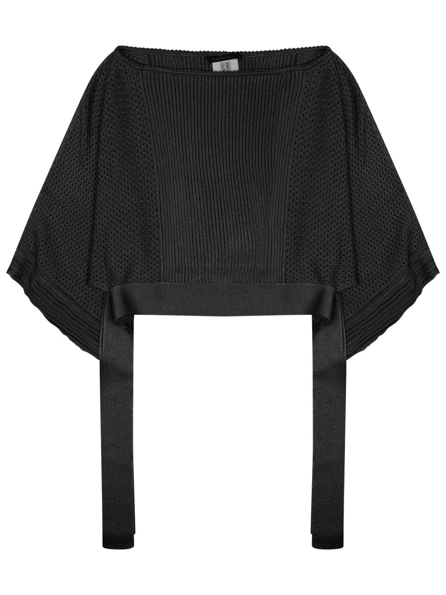 mesh knitted poncho sweater.webp