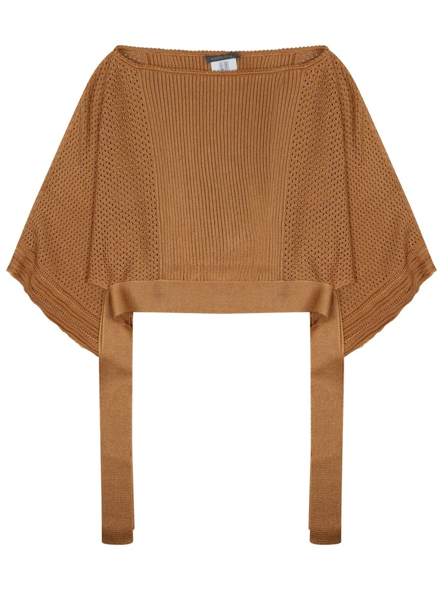 mesh knitted poncho sweater.webp