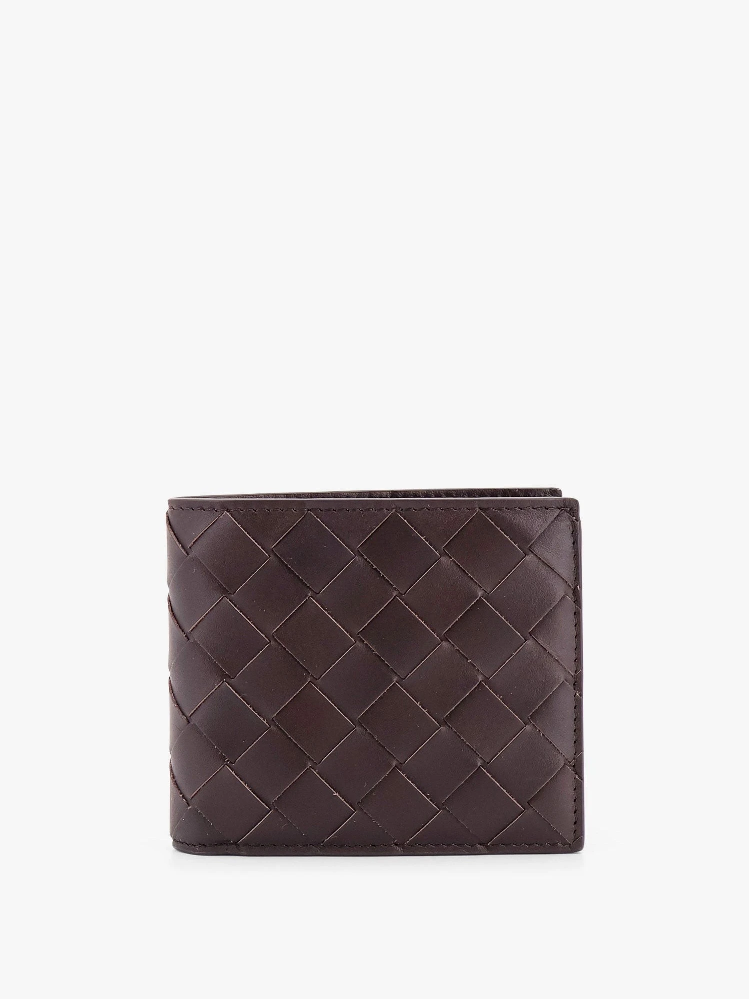 Leather wallet with Intrecciato pattern.webp