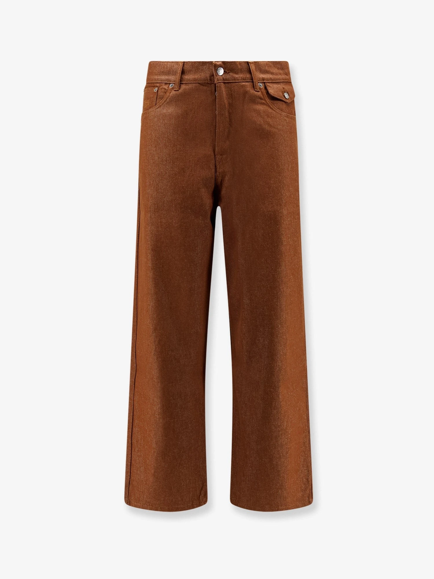 Baggy brown denim trousers.webp