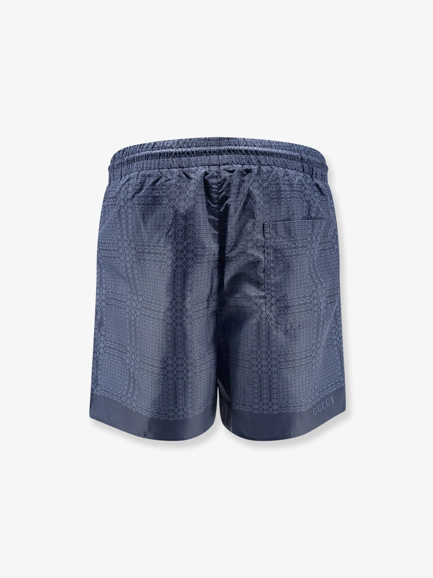 Nylon swim trunks with all-over Gucci Incrocio print.webp