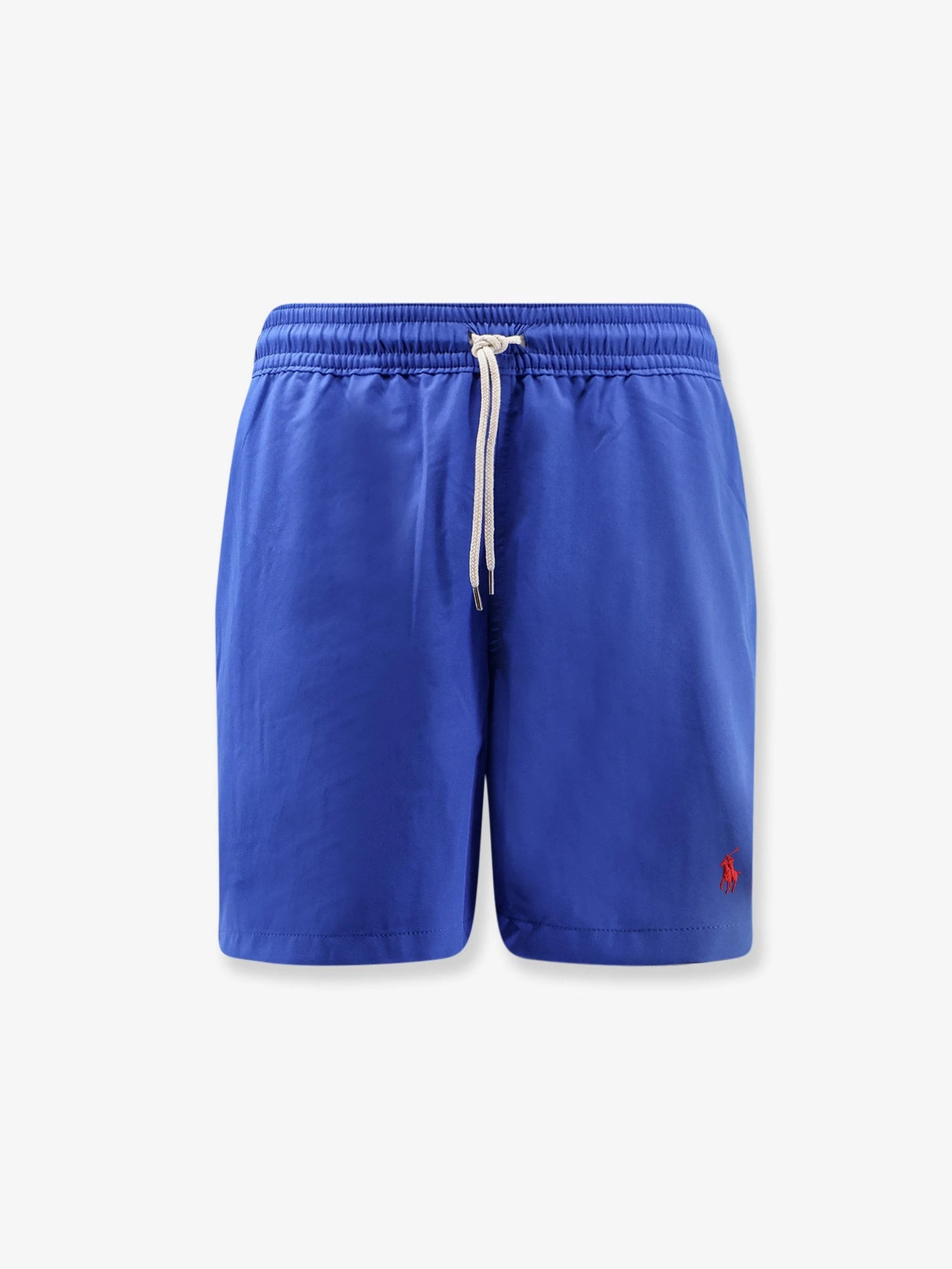 Recycled nylon swim trunks with embroidered logo on the front.webp