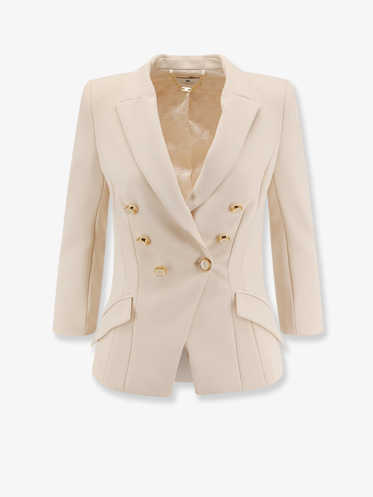 Fitted blazer with logoed buttons.webp
