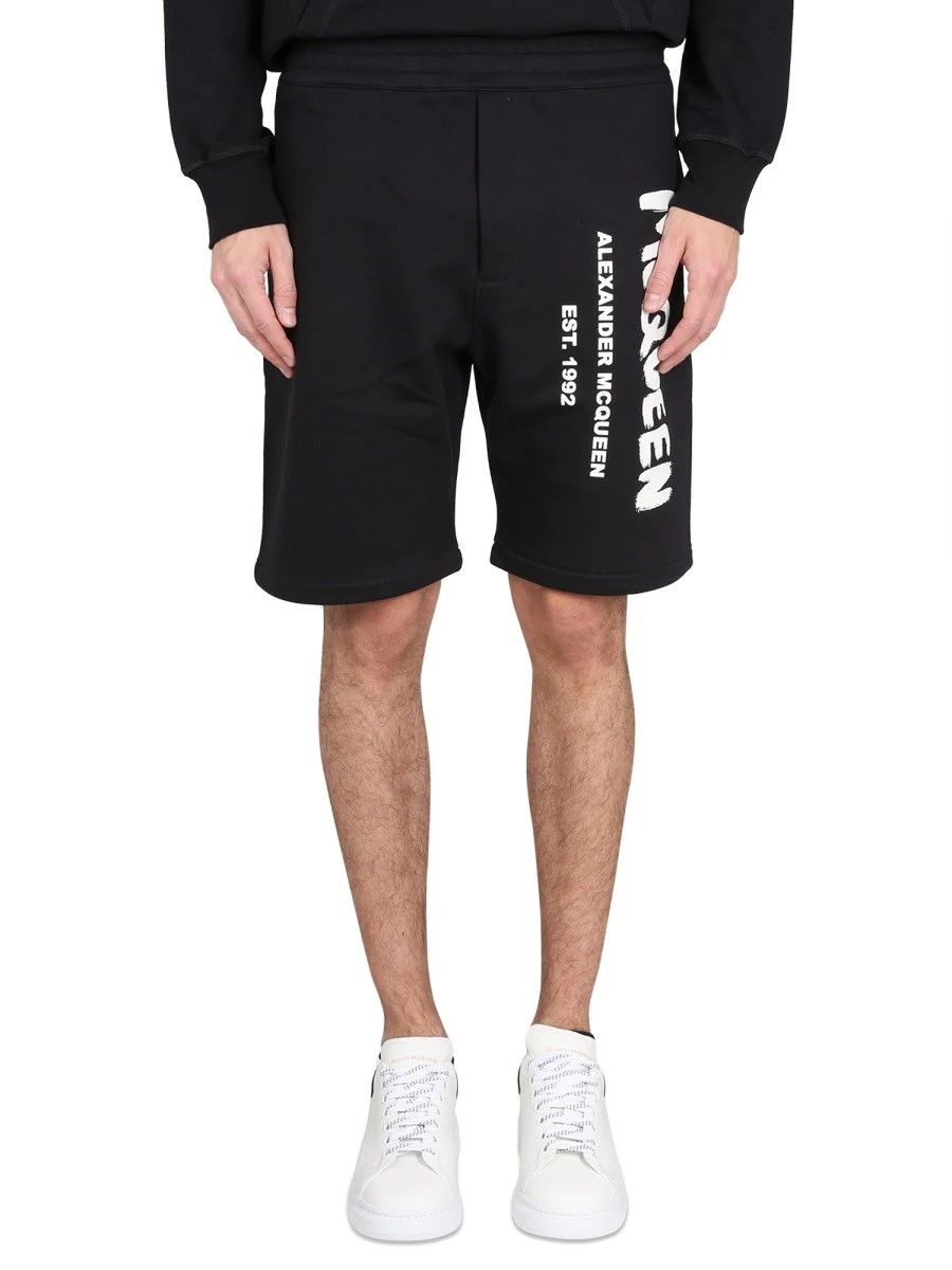 BERMUDA SHORTS WITH GRAFFITI LOGO PRINT.webp