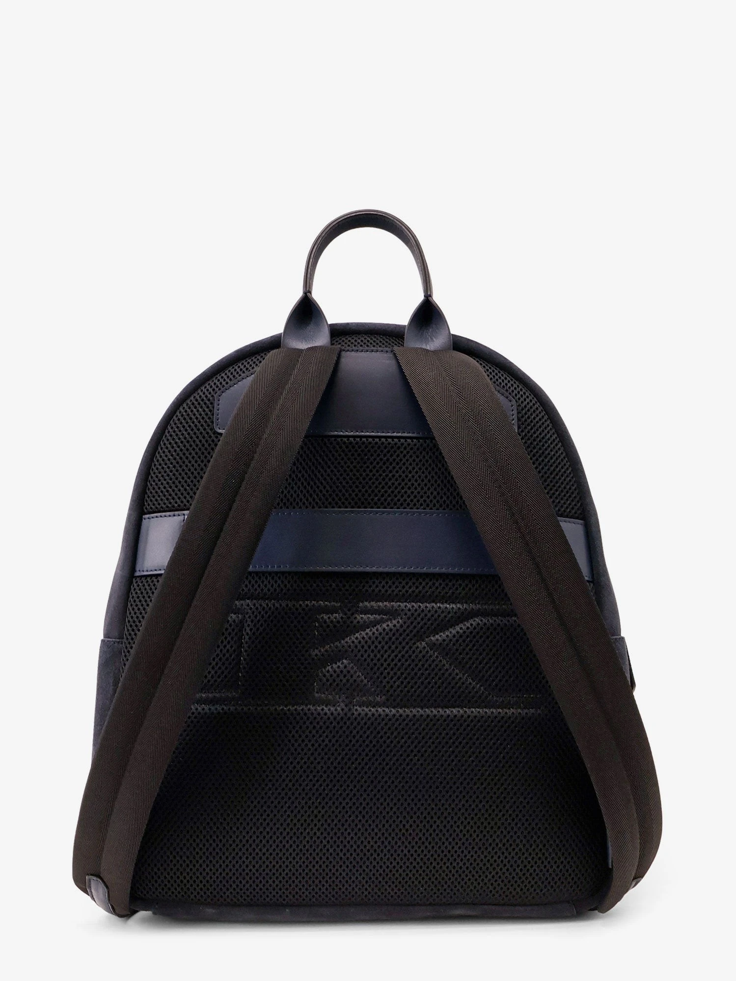 Suede backpack with engraved logo.webp