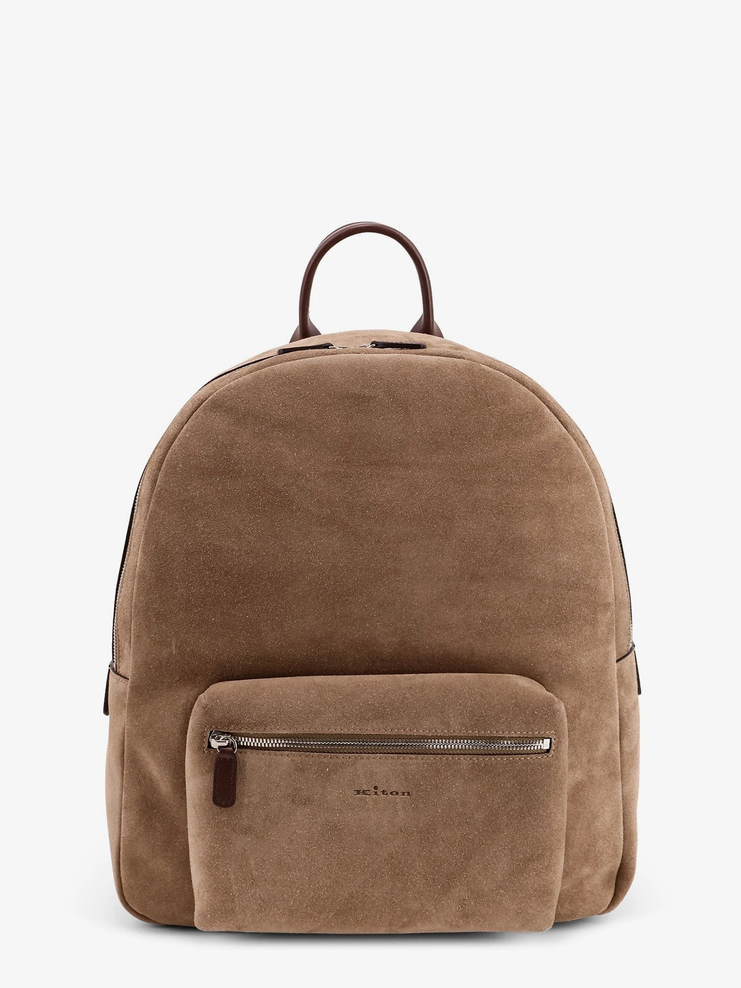 Suede backpack with engraved logo.webp