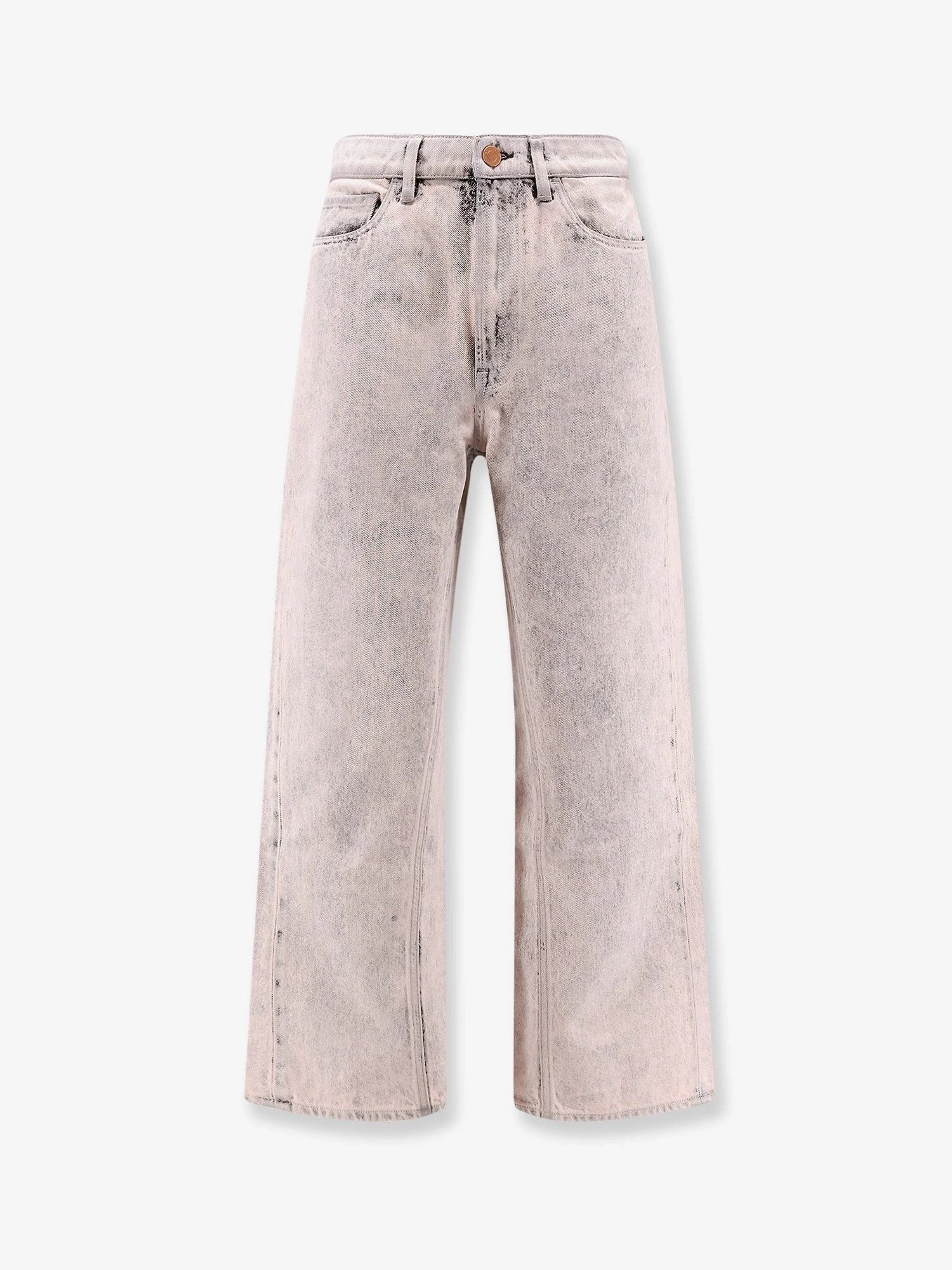 Denim jeans with bleached pattern.webp