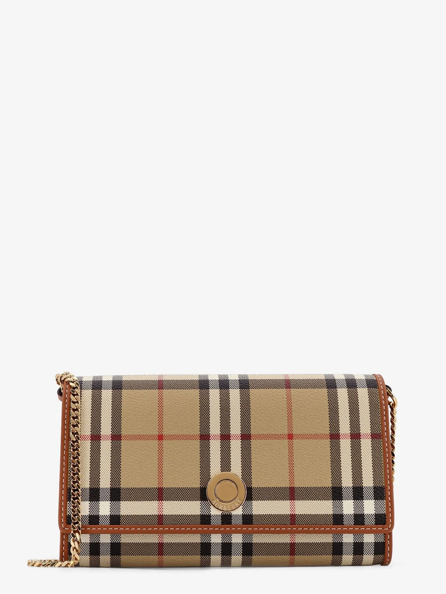 Coated canvas shoulder bag with check pattern.webp