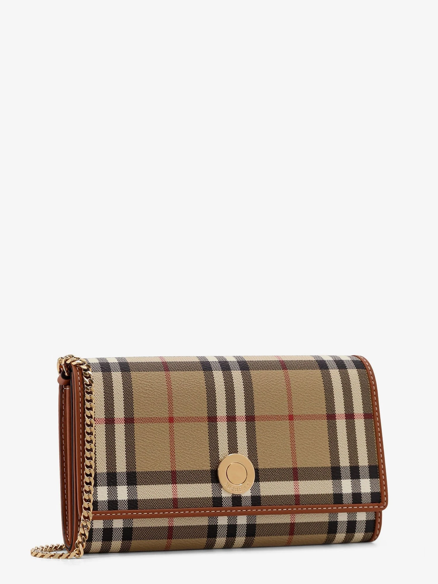 Coated canvas shoulder bag with check pattern.webp