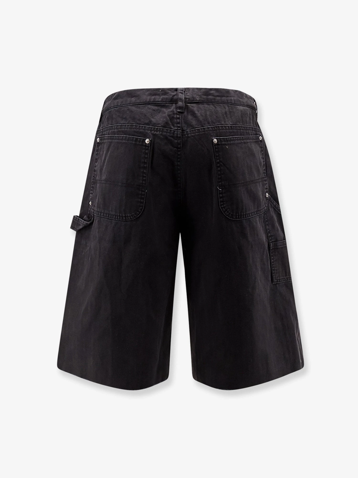 Cotton cargo bermuda shorts with distressed effect.webp