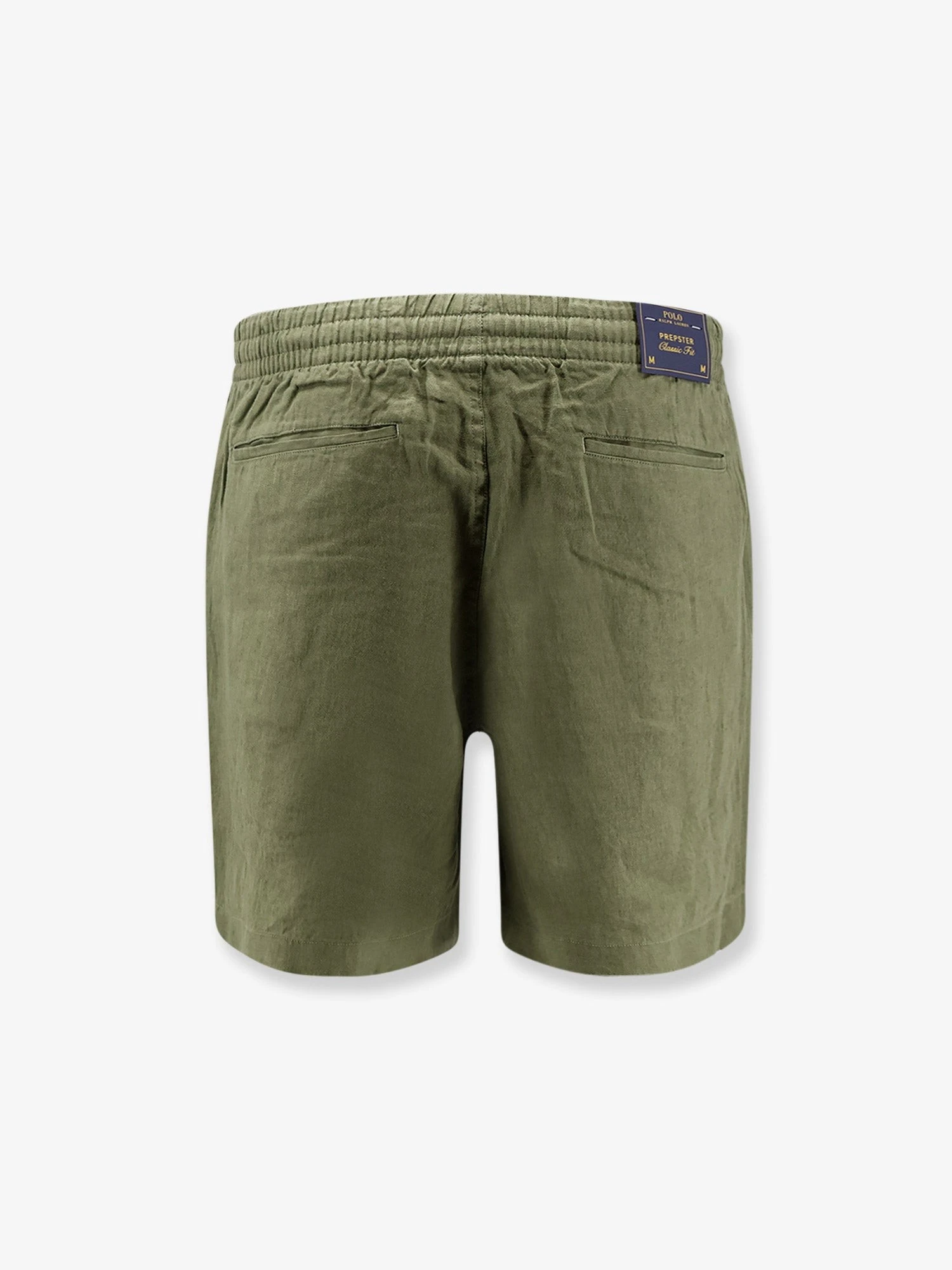 Linen bermuda shorts with embroidered logo.webp