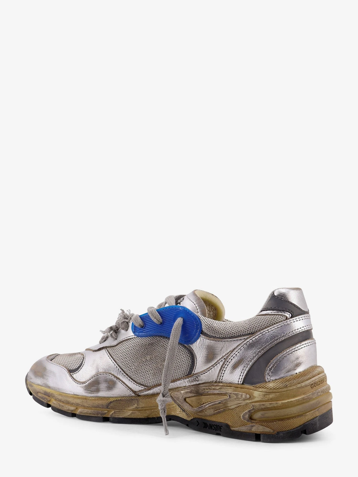 Mesh and leather sneakers with side logo.webp