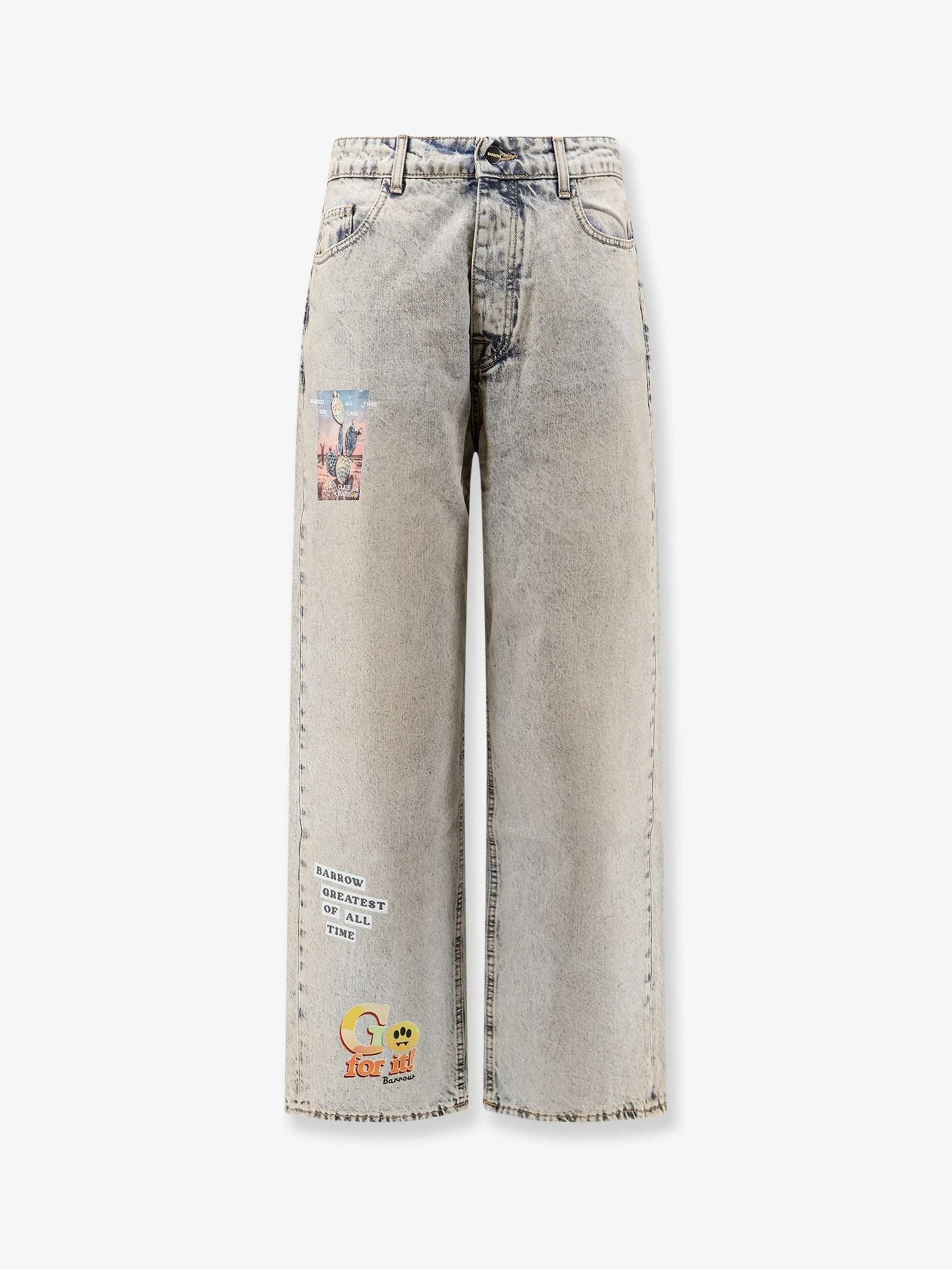 Cotton jeans with all-over print.webp