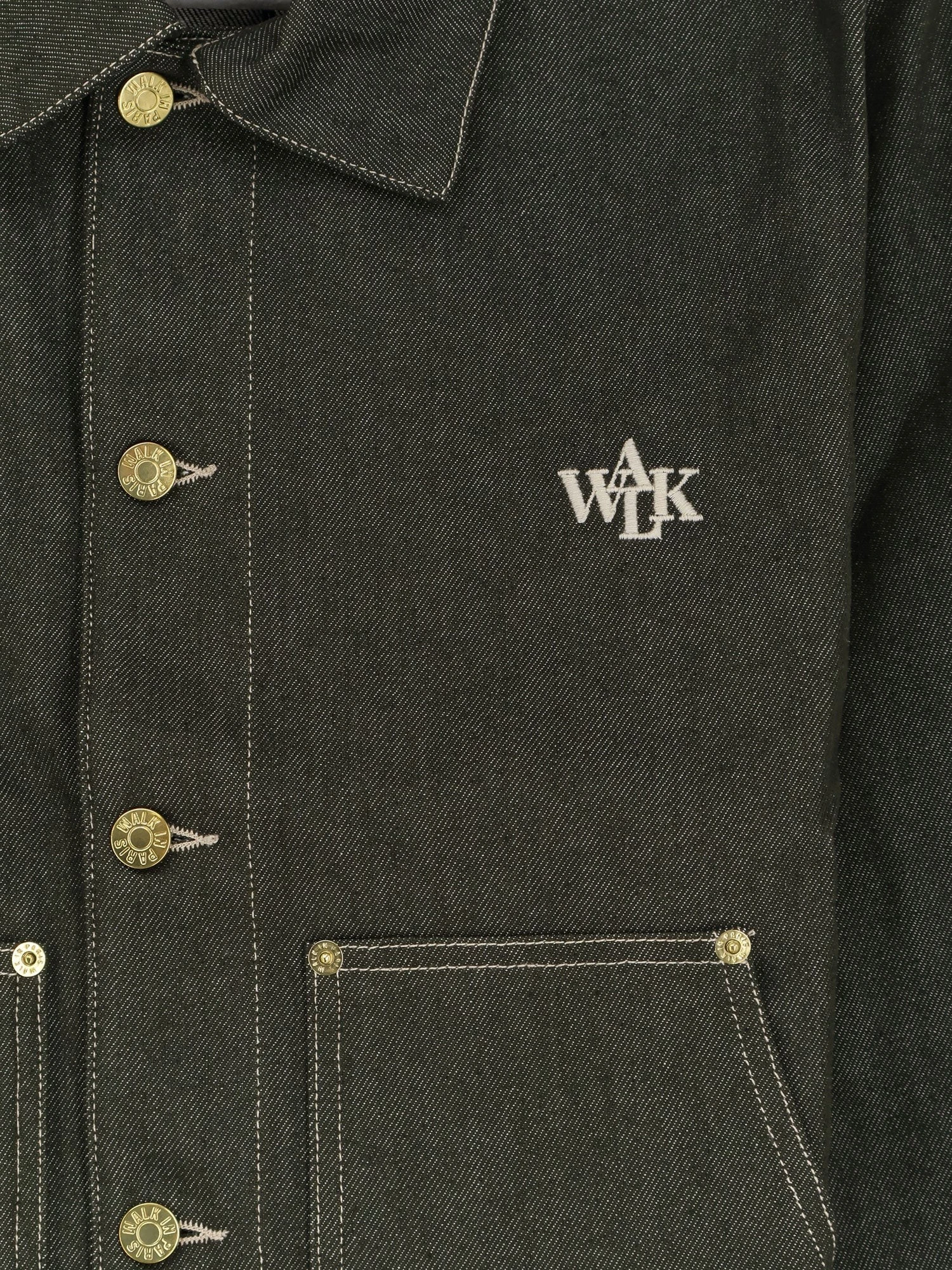 Carpenter's green denim jacket.webp