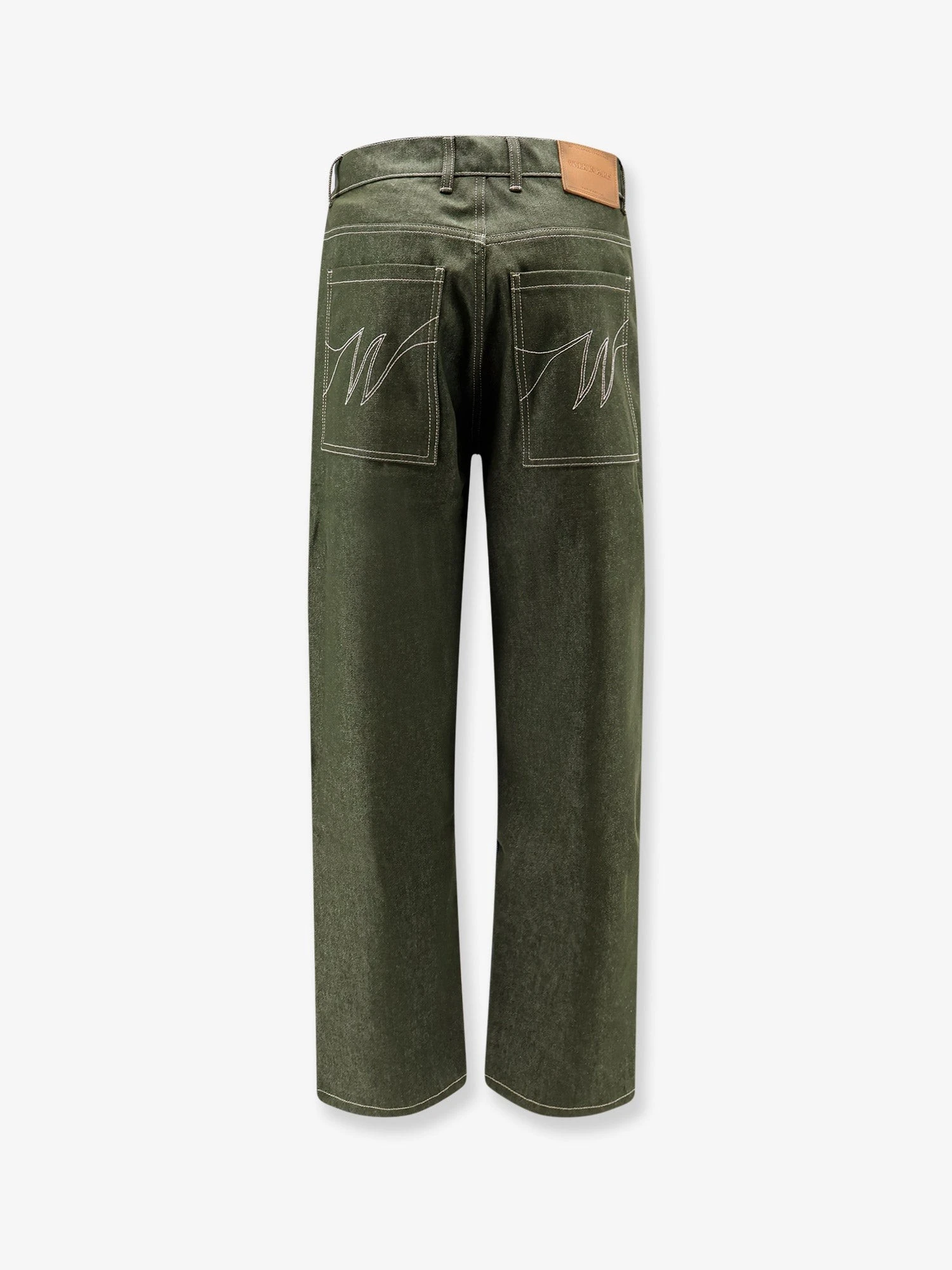 Double Knee green denim trousers.webp