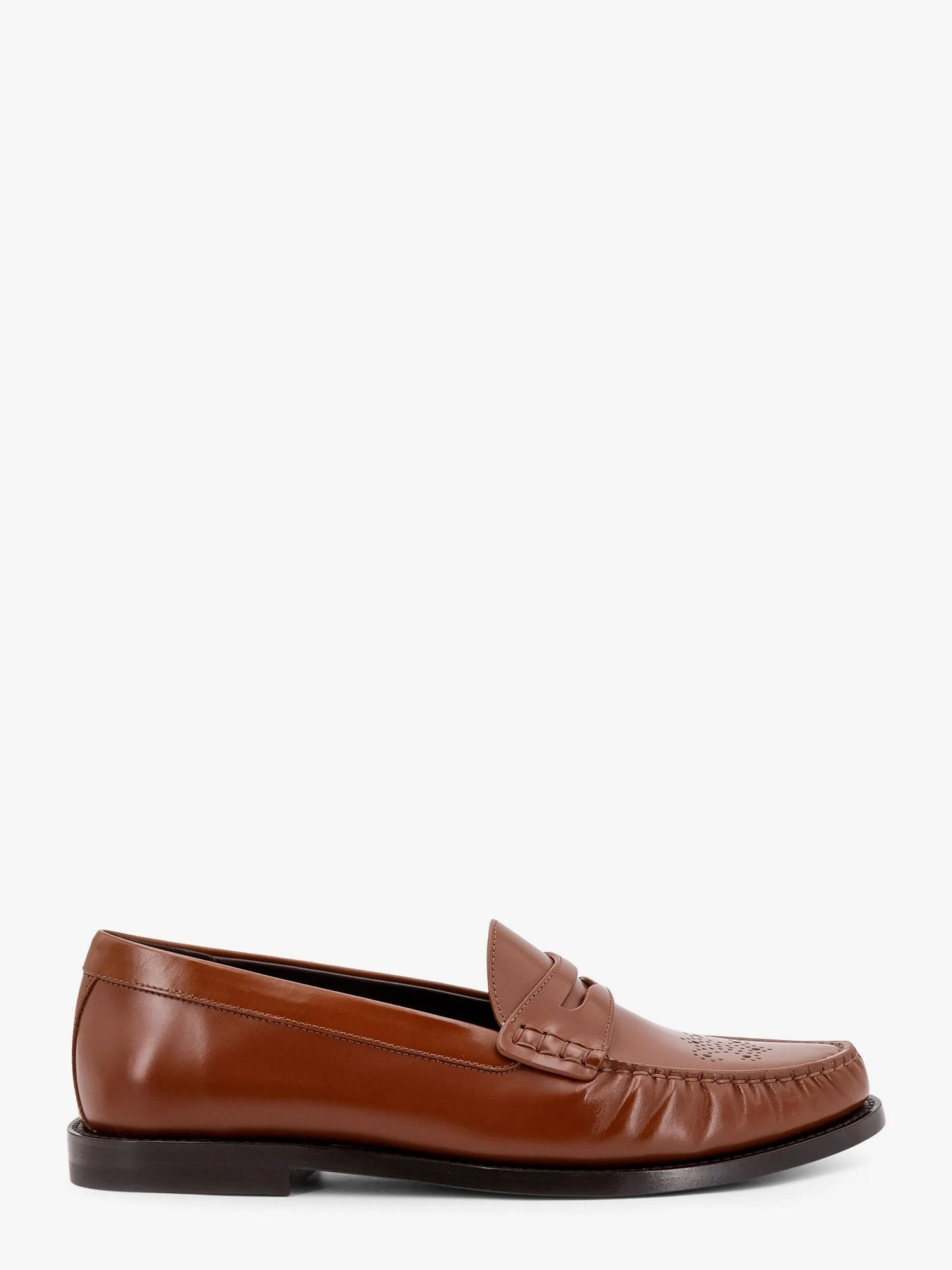 Vivienne leather loafer with perforated triomphe logo.webp