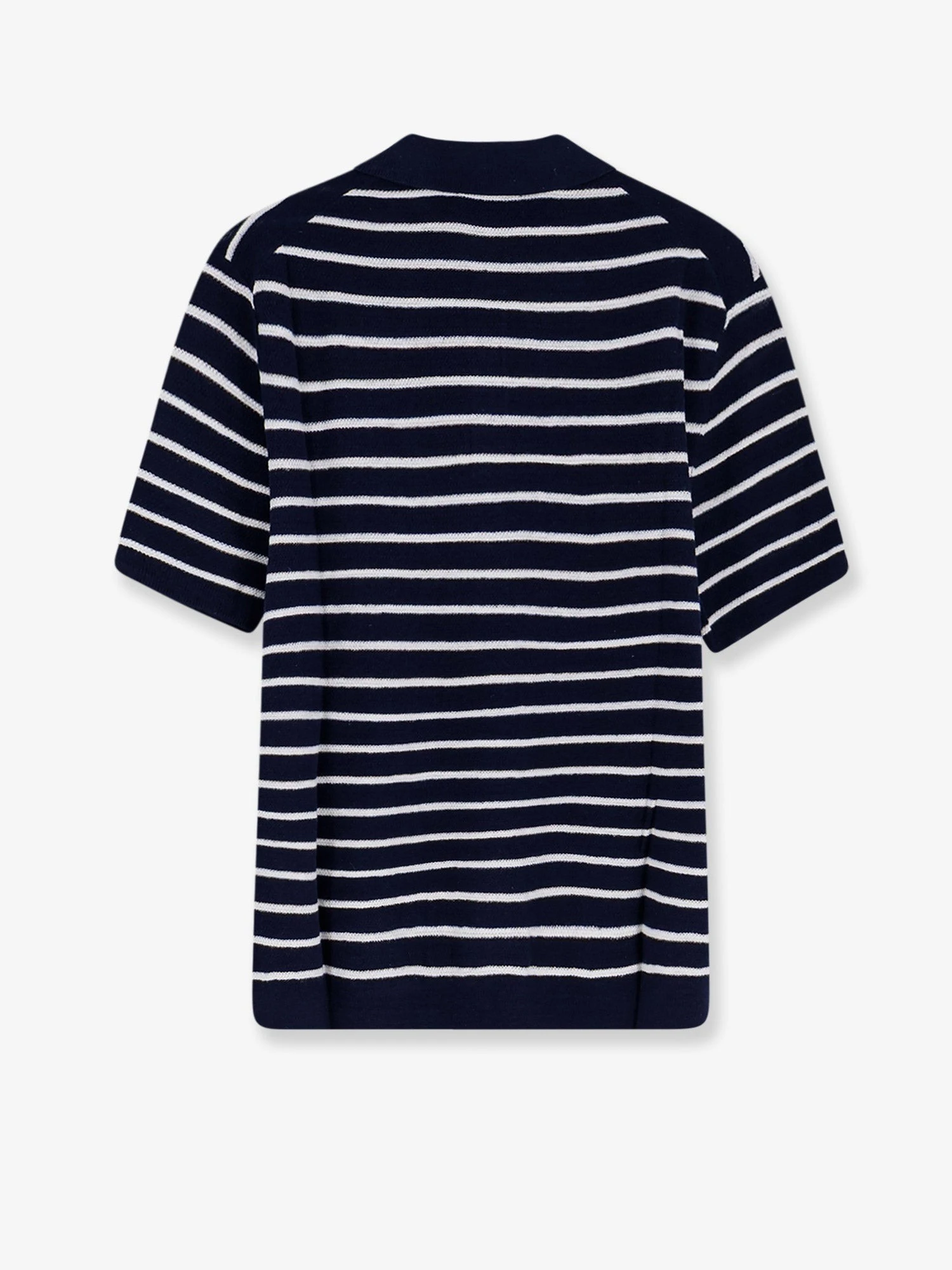 Cotton and linen polo shirt with striped pattern.webp
