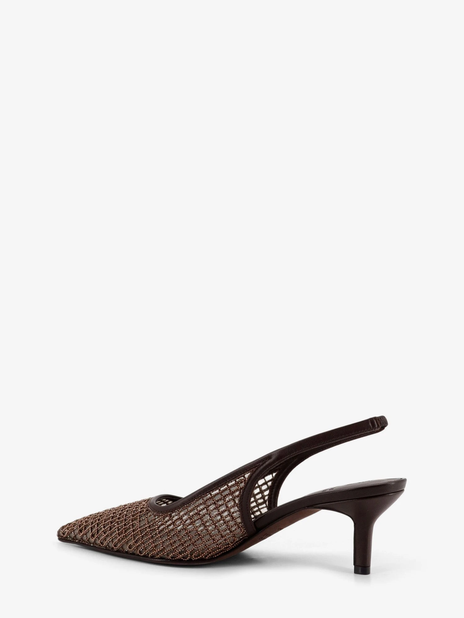 Leather décolleté with Precious Net detail.webp