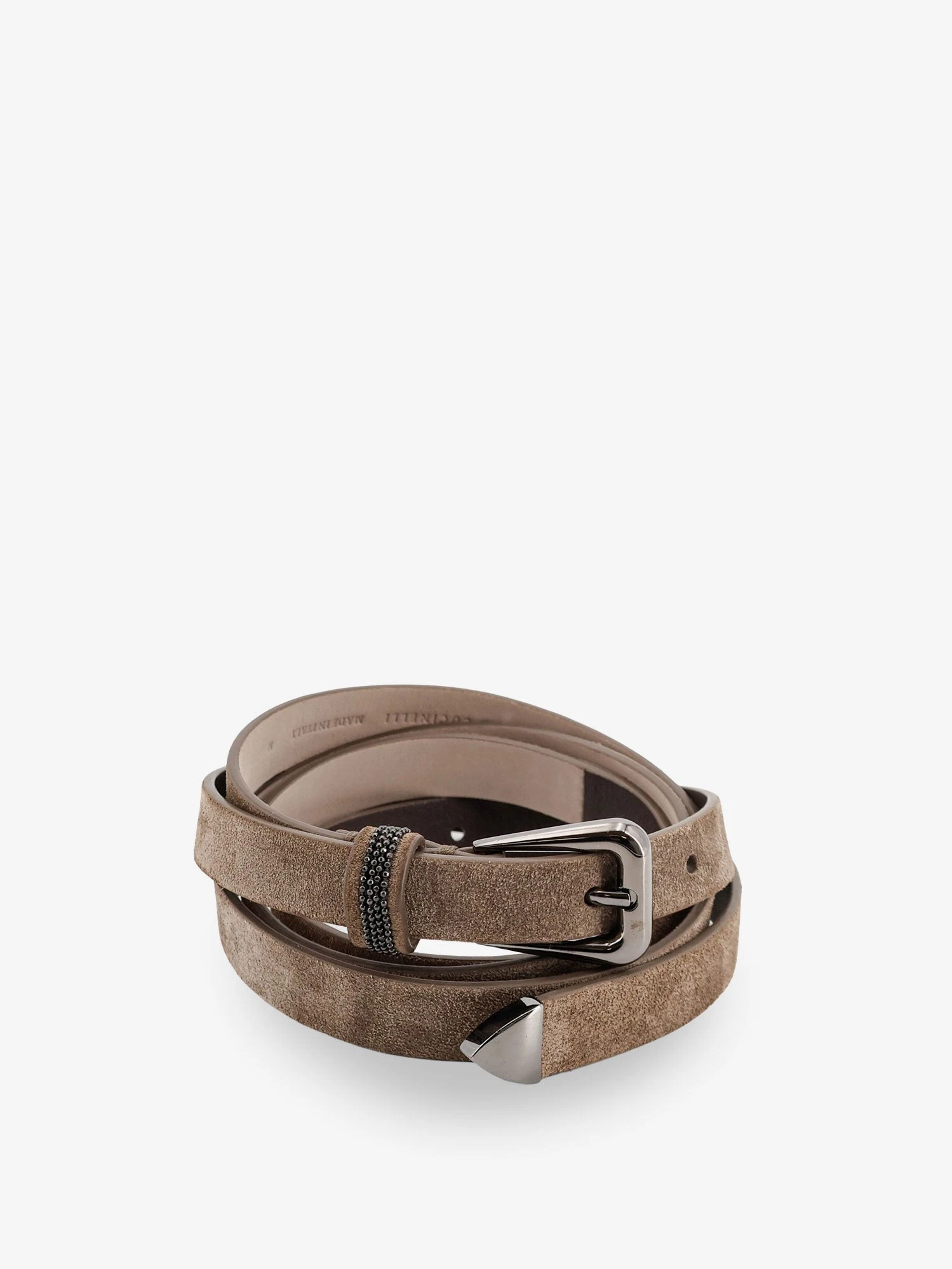 Suede belt with Monili details.webp