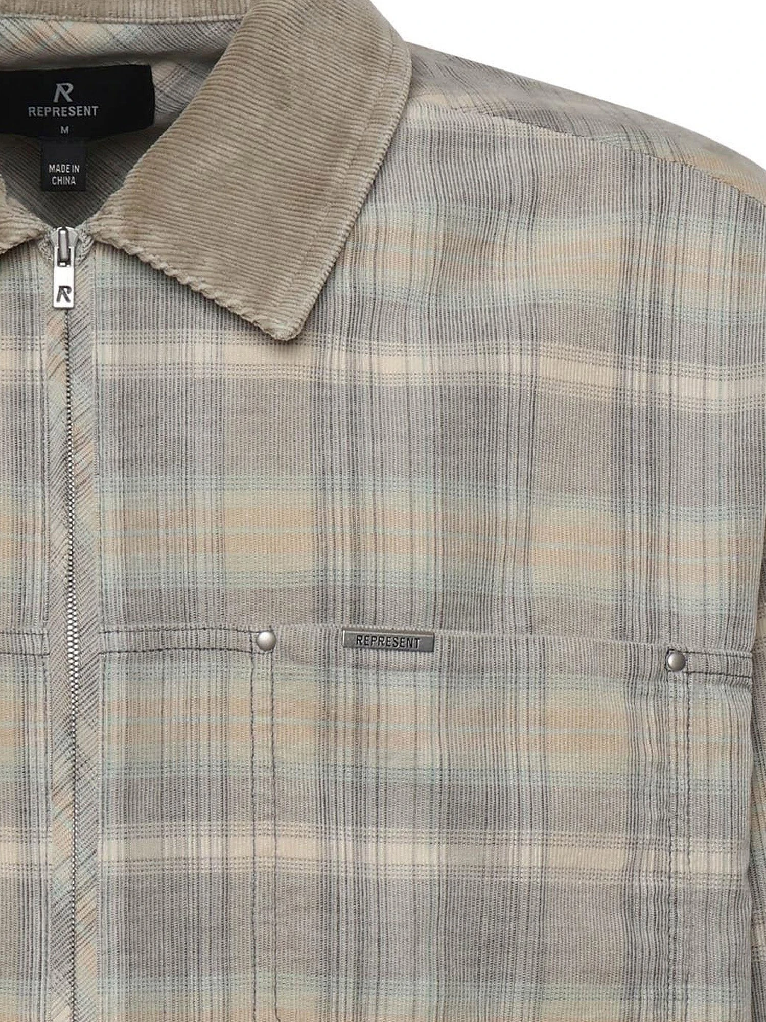 Corduroy shirt with check motif.webp