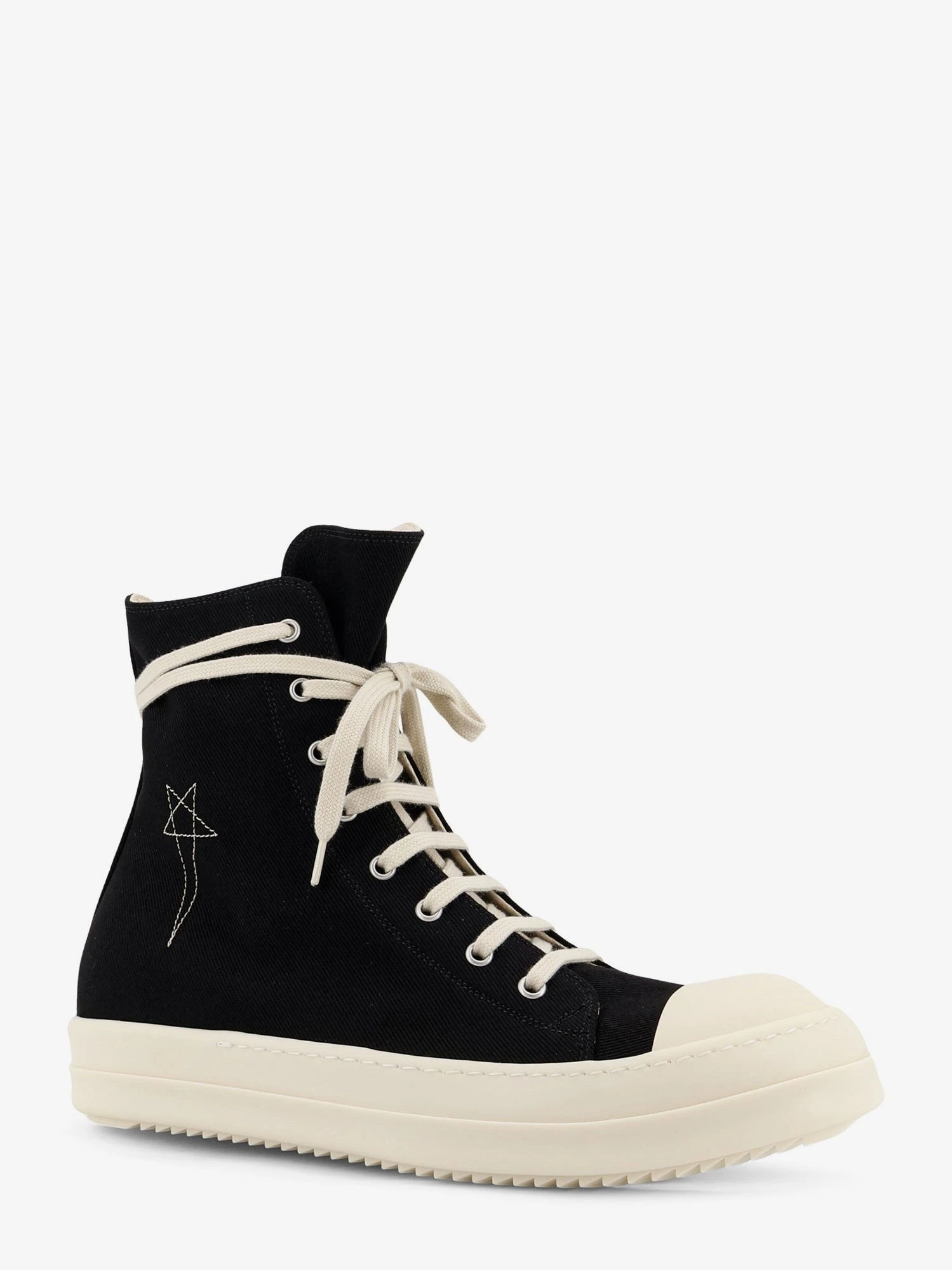 Denim sneakers with side embroidered logo.webp