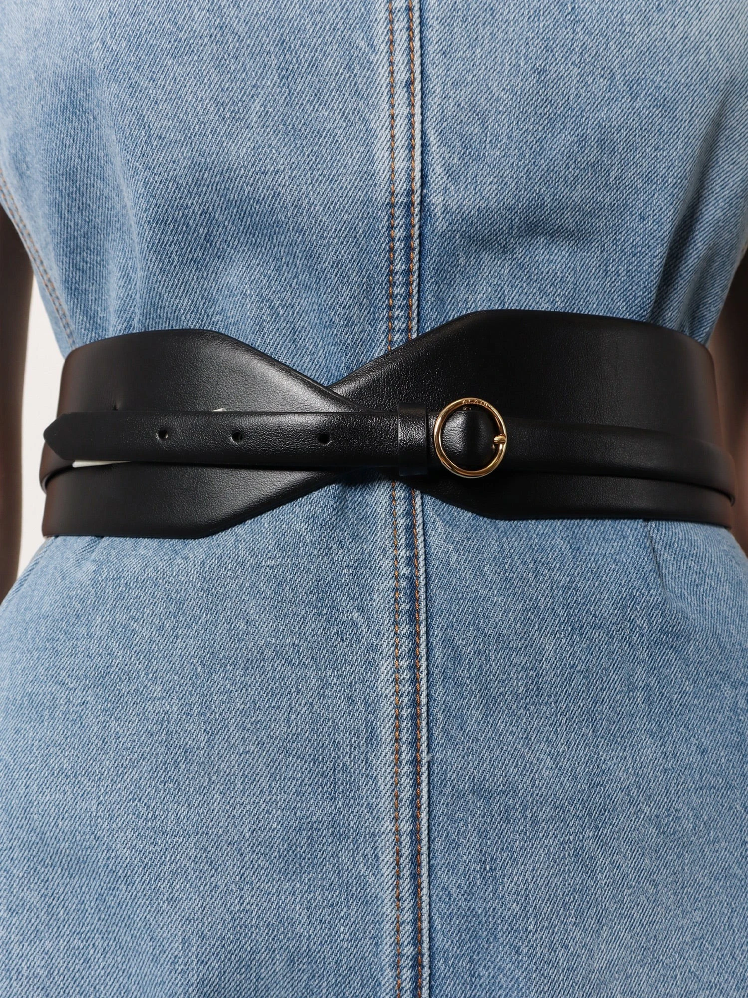 Maxi leather belt with metal buckle.webp