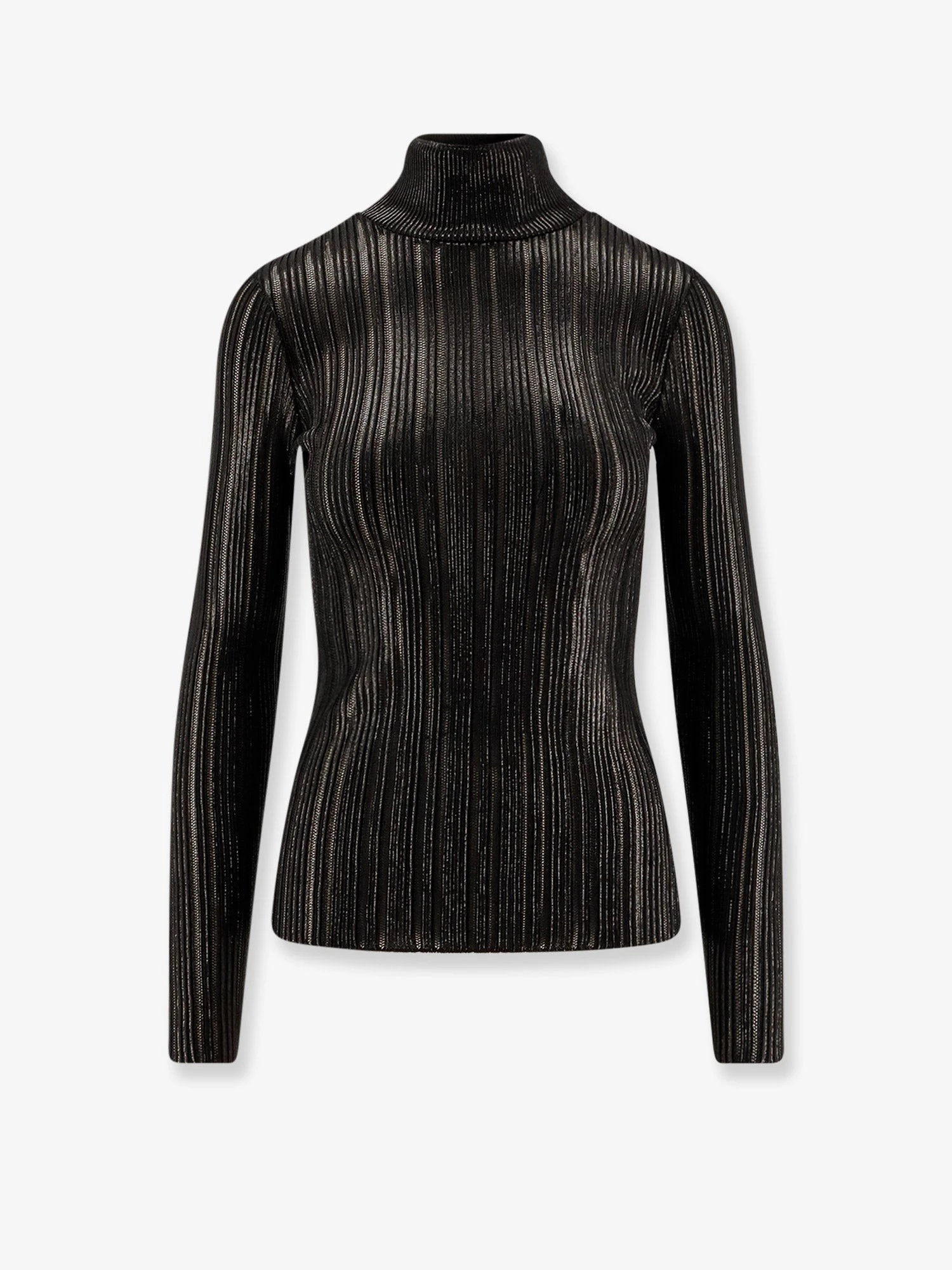 Metallic fabric turtleneck sweater.webp