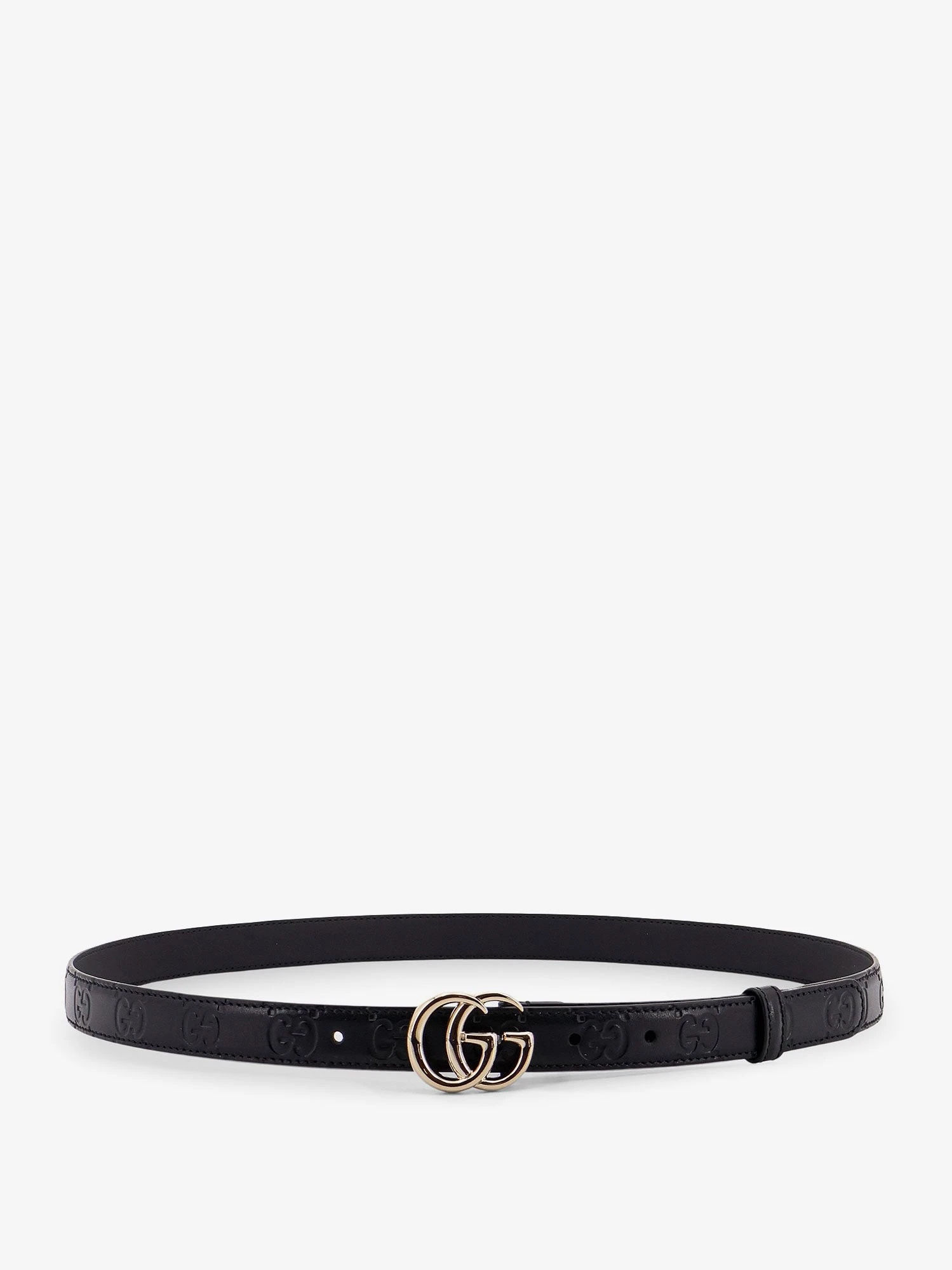 Leather belt with all-over GG logo.webp