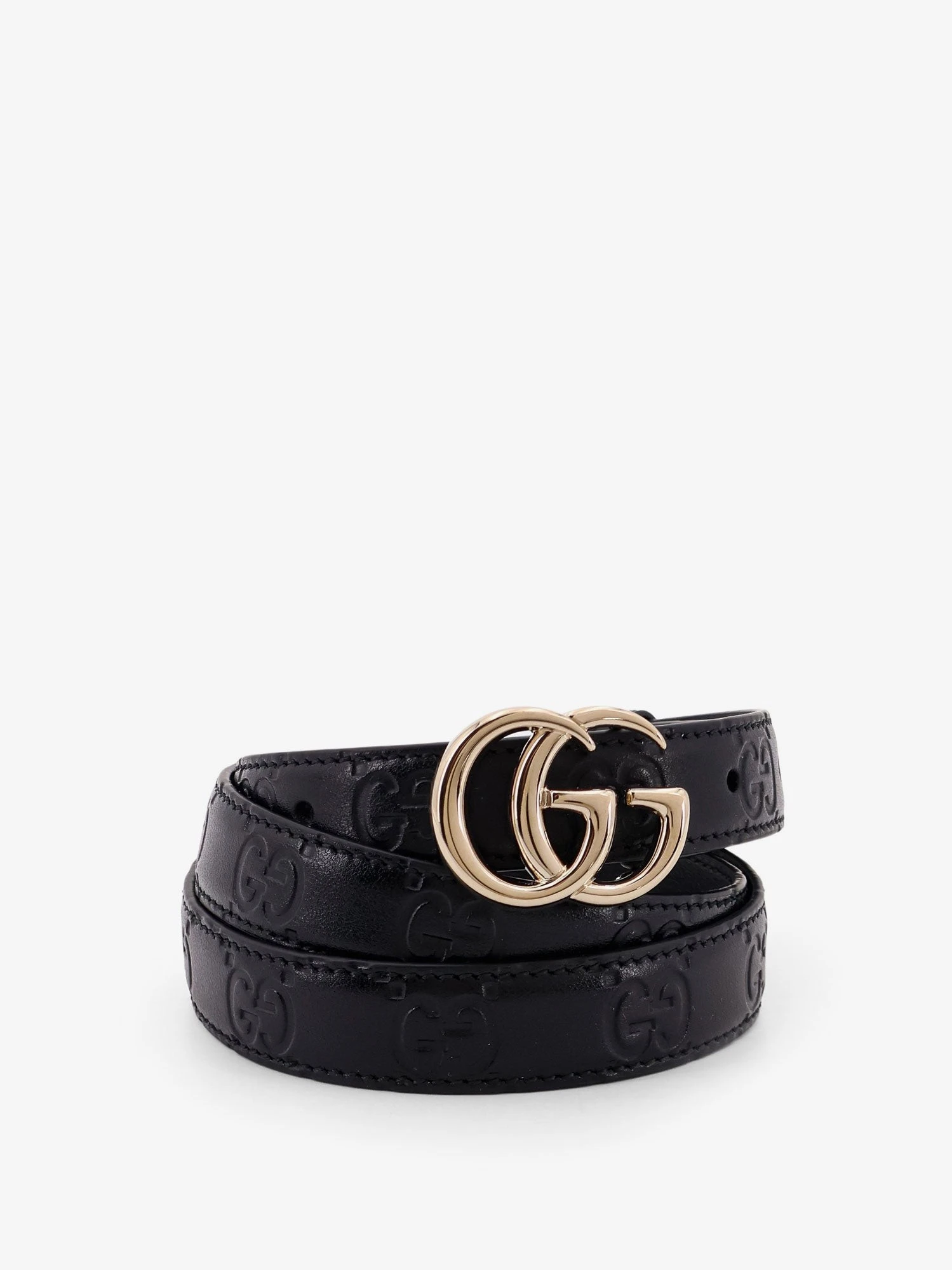 Leather belt with all-over GG logo.webp