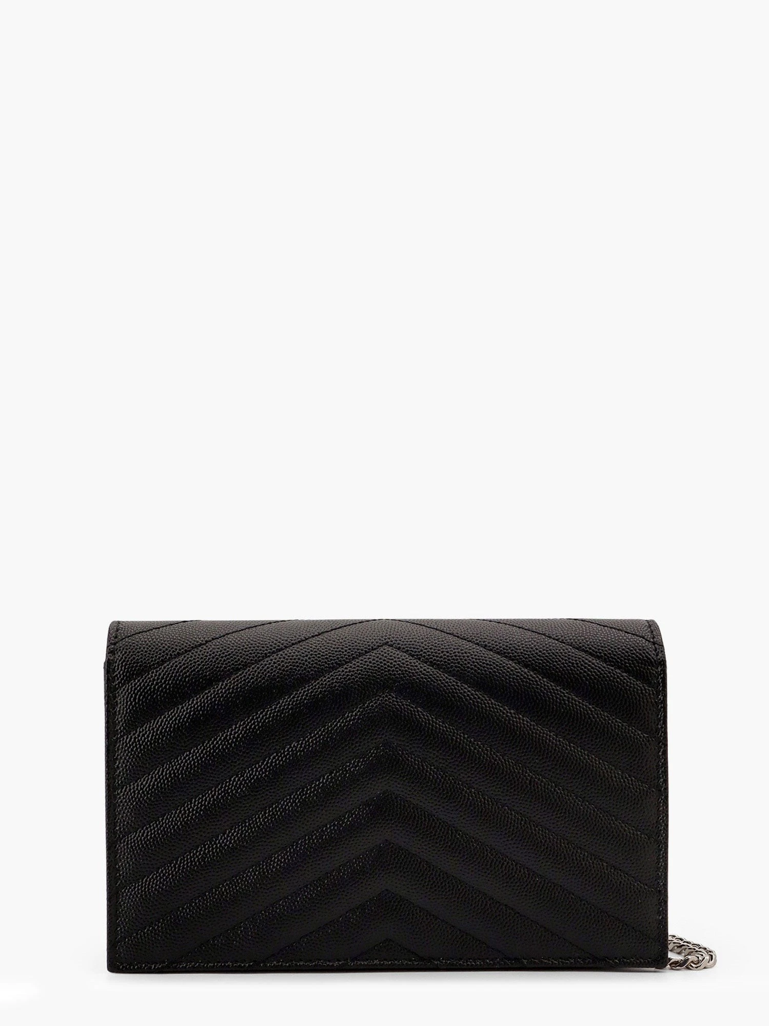 Pochette Cassandre grain-de-poudre leather clutch with shoulder strap.webp
