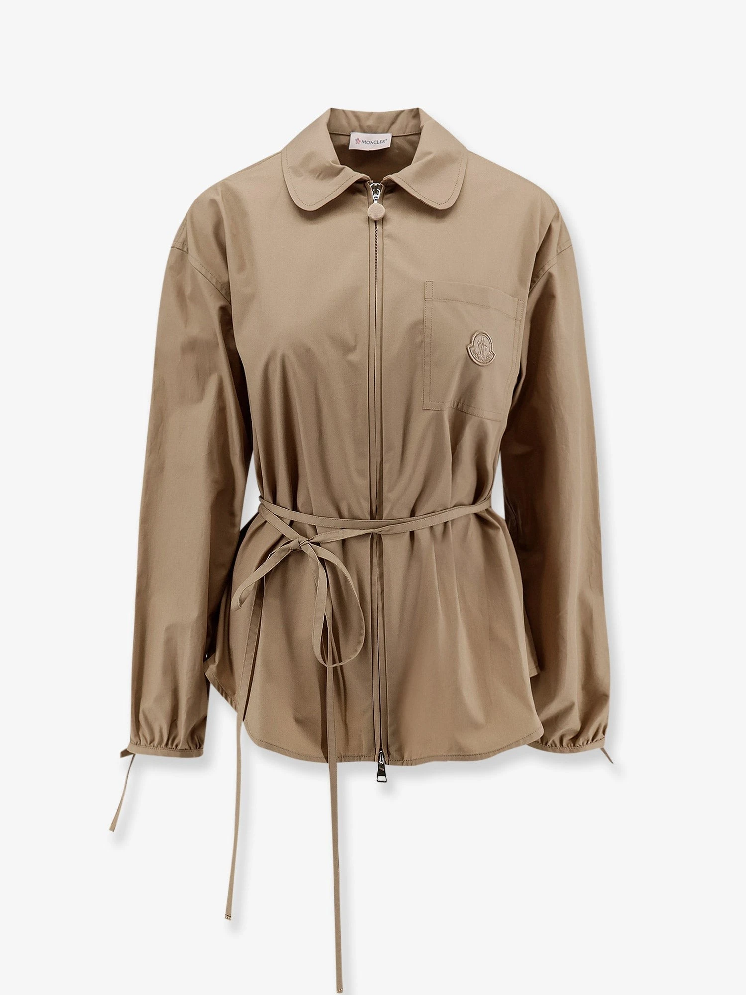 Cotton shirt jacket with front embroidered logo.webp