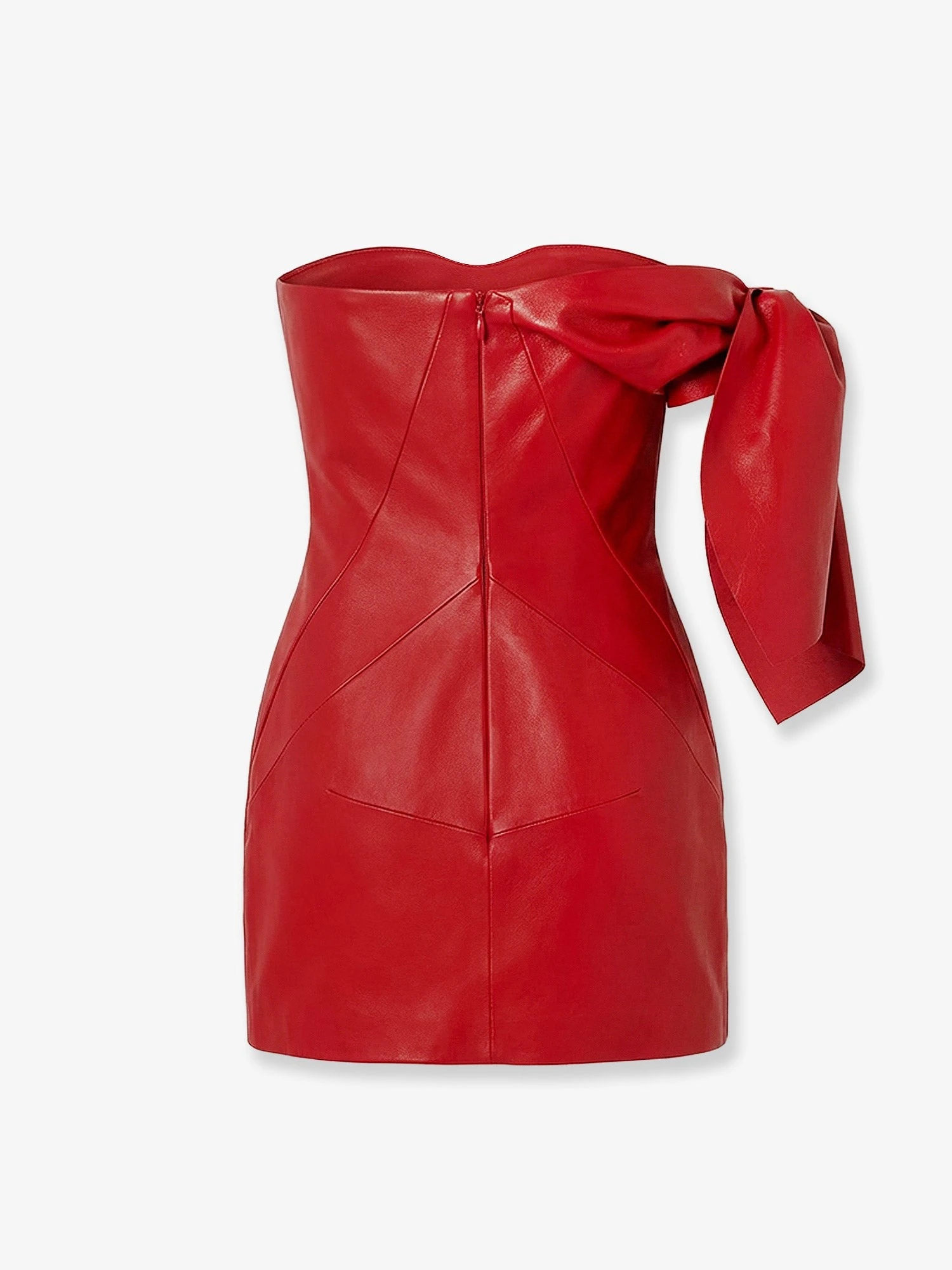 Leather bustier dress with bow detail.webp