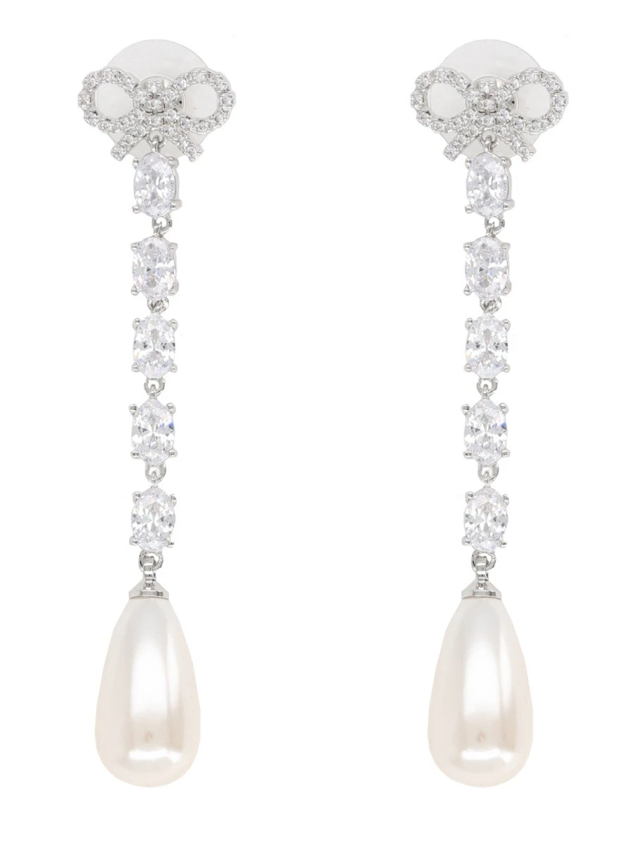 "BOW PEARL DROPLET" EARRINGS