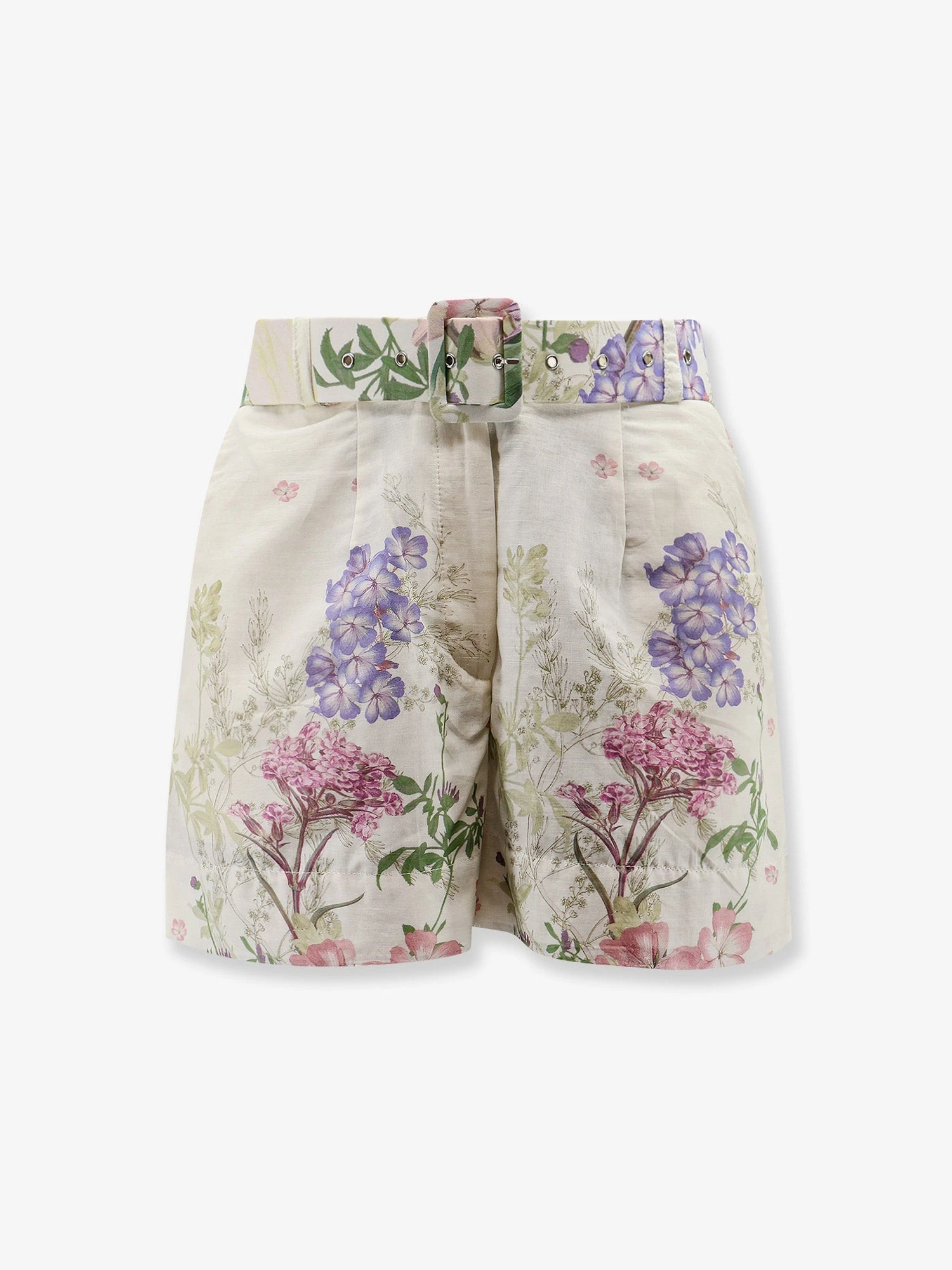Pansy cotton blend shorts with all-over floral pattern.webp