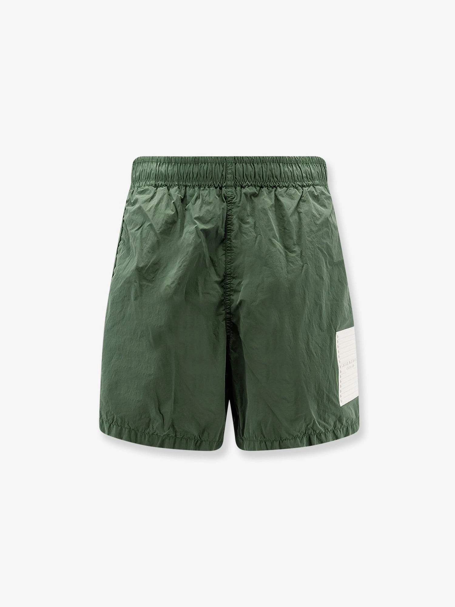 Nylon swim trunks with contrasting logo patch.webp