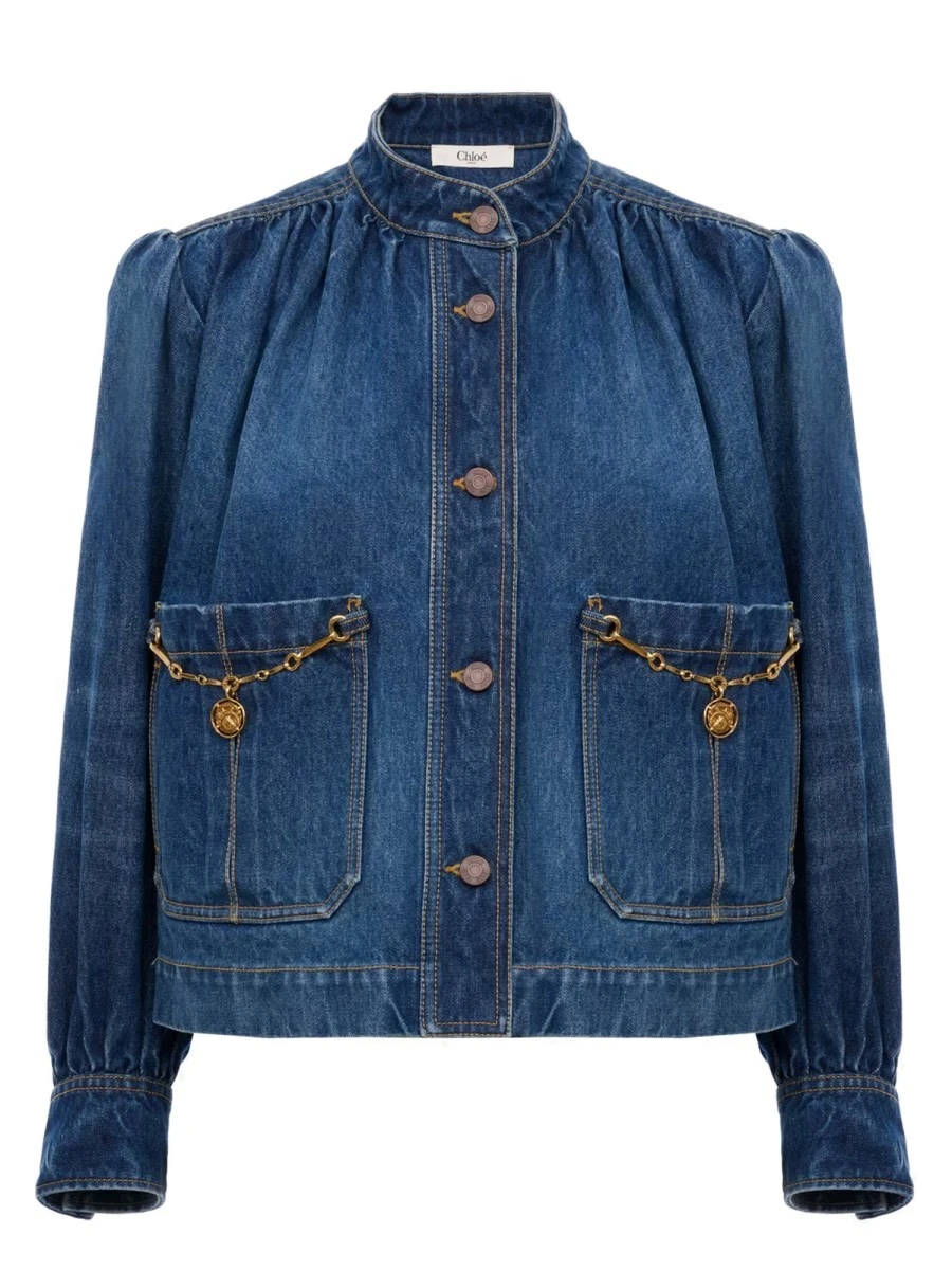 DENIM HIGH NECK GATHERED JACKET.webp