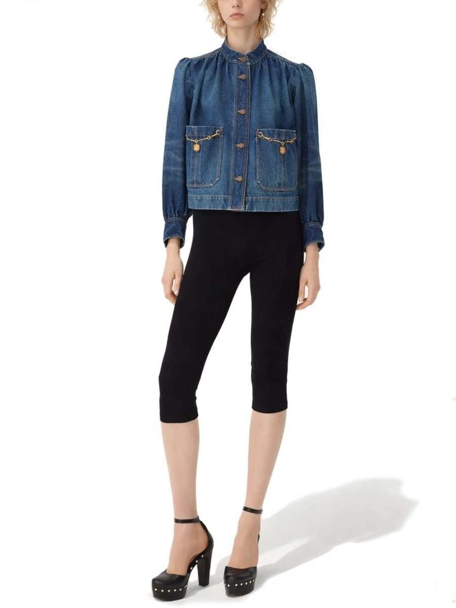 DENIM HIGH NECK GATHERED JACKET.webp